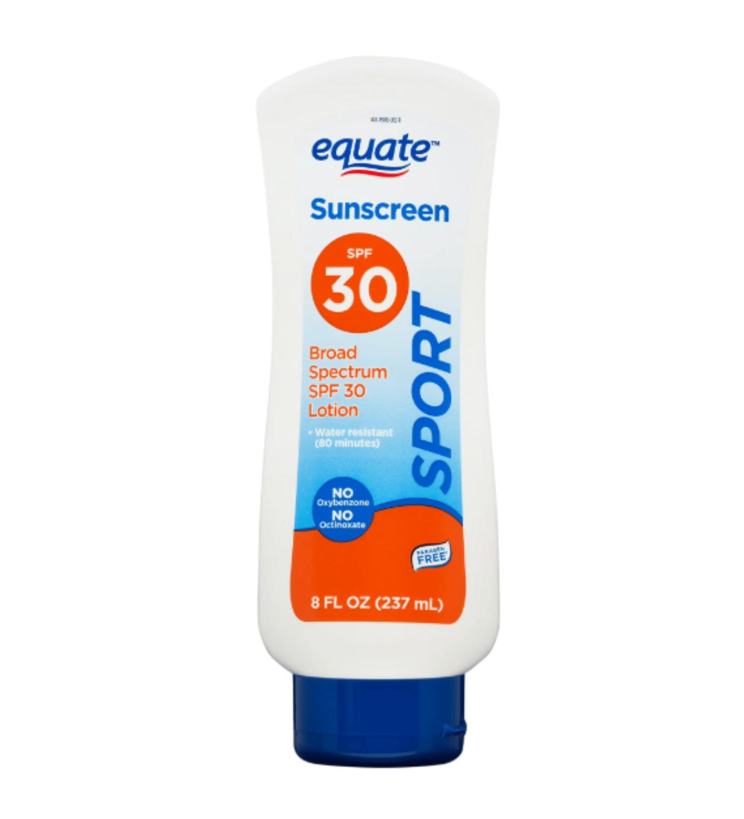 Equate Sport Broad Spectrum Sunscreen Lotion SPF 30 Water Resistant 80 Minutes 8 fl oz - Buy Online on GoSupps.com