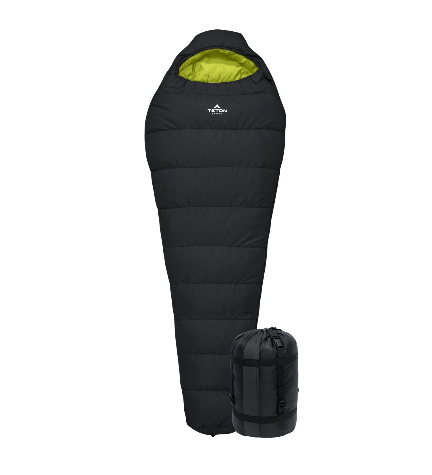TETON Sports Leef Mummy Sleeping Bag 0F Regular Black/Sage - Lightweight Cold-Weather Sleeping Bag for Backpacking, Camping, and Hiking - Includes Drawstring Compression Sack - Buy Online on GoSupps.com