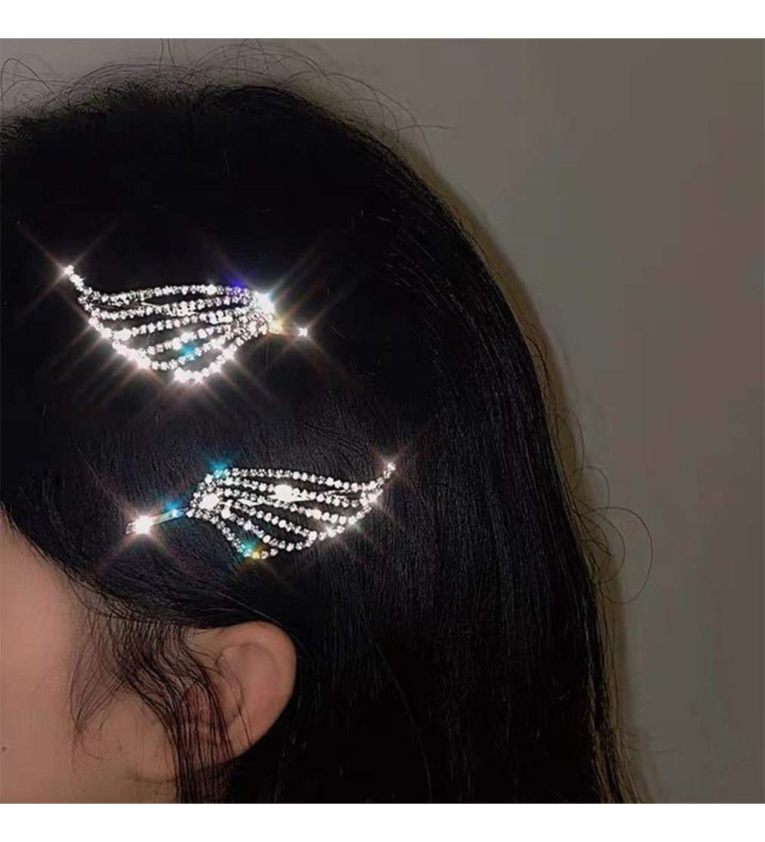 Aimimier Bridal Rhinestone Hair Clip Shiny Crystal Wing Hair Grip 2 Pcs Luxury Wedding Prom Party Festival Hair Jewelry for Women and Girls (Type A) - Buy Online on GoSupps.com