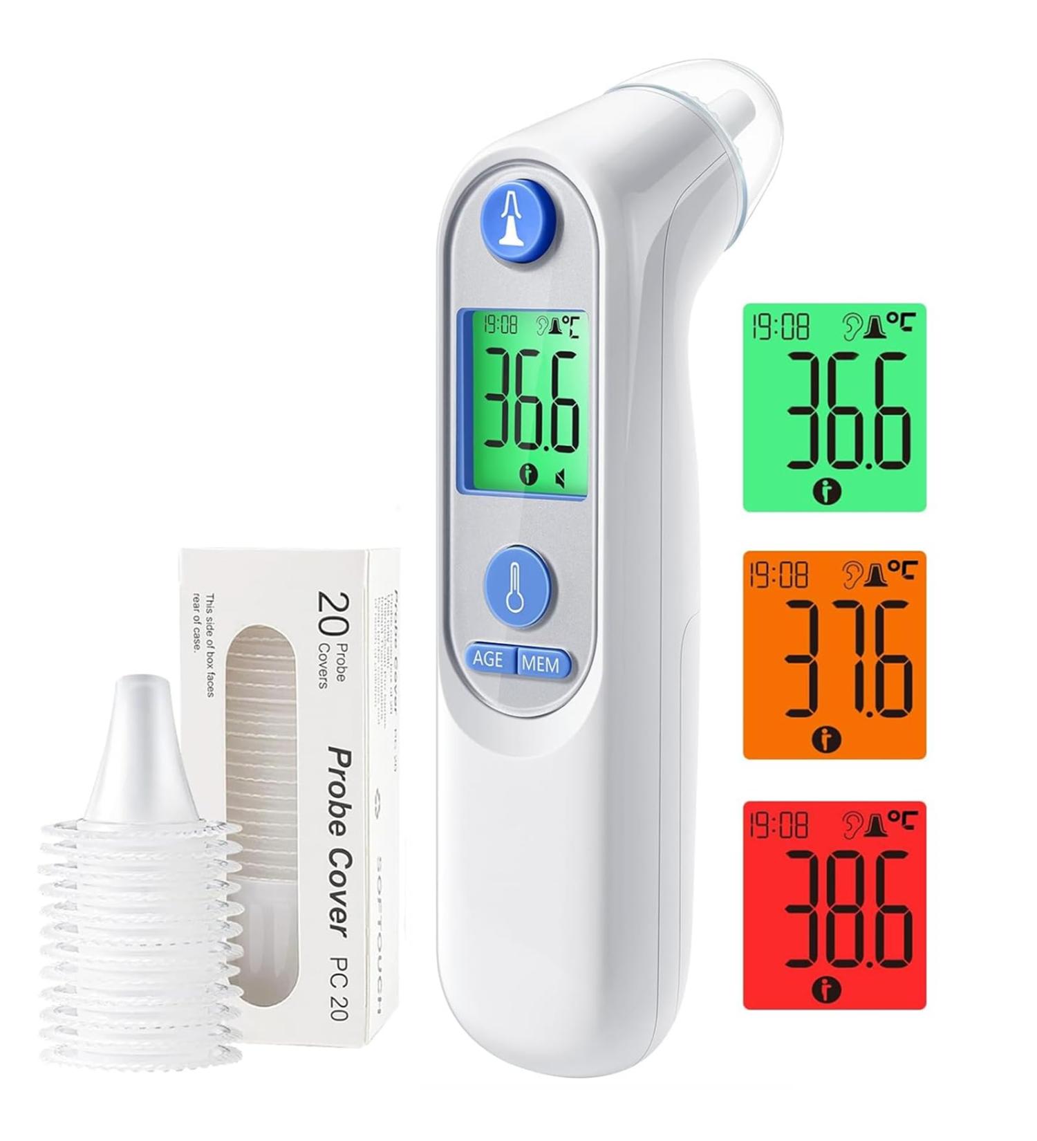 Buy Easter Thermometer for Babies & Adults | Digital Infrared Ear Fever Thermometer | Accurate Color-Coded Display & 21 Disposable Caps - Buy Online on GoSupps.com