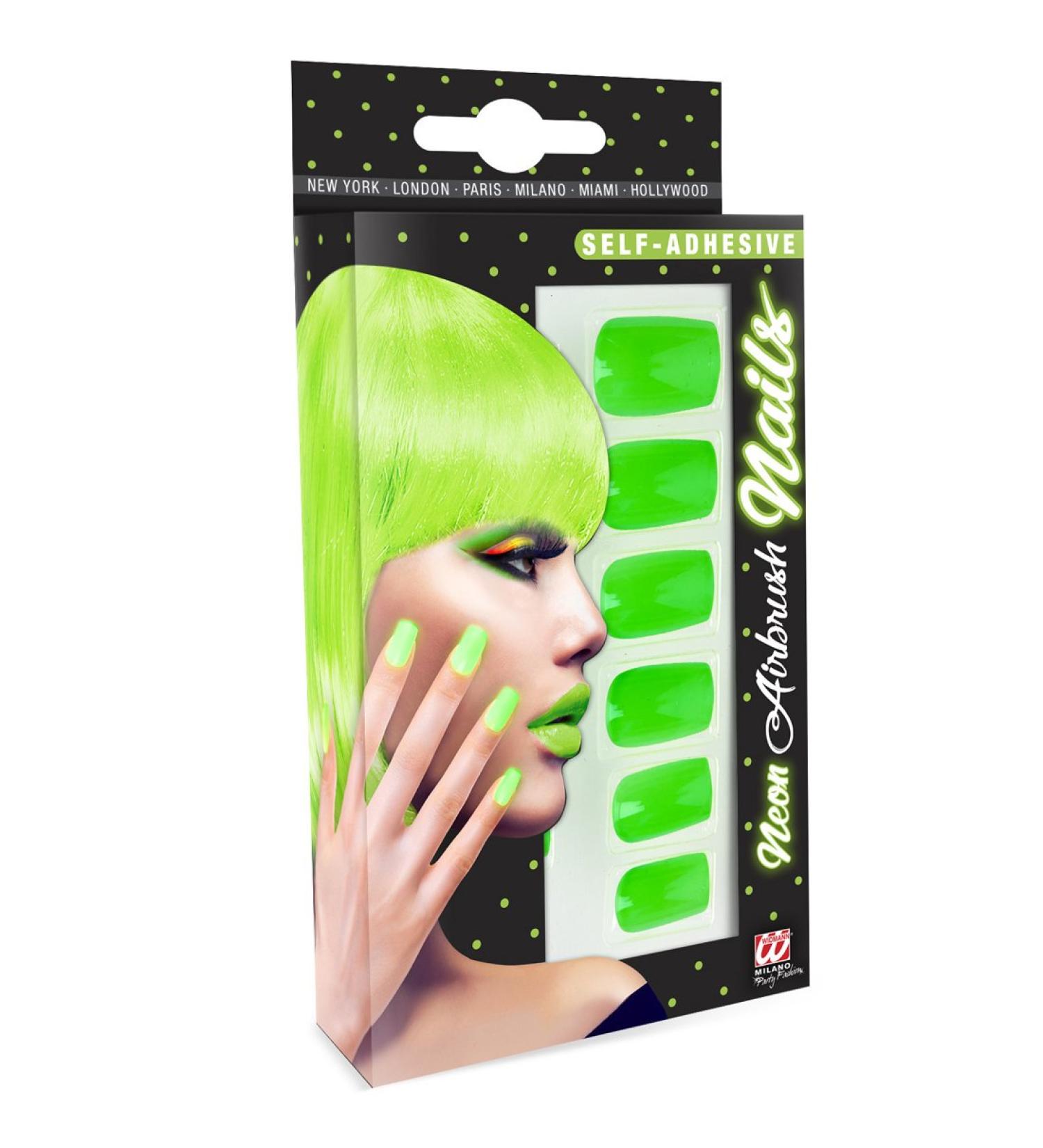 Artificial Neon Green Nails - Airbrush Fake Nails for Women | 80s Carnival Costume Accessories - Buy Online on GoSupps.com