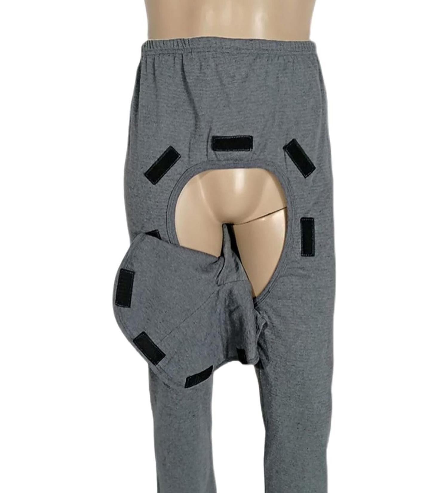 Daily Wear Removable Open Crotch Pants for Elderly | Easy Off XL-XLarge Grey | Ideal for Bedridden Patients - Buy Online on GoSupps.com