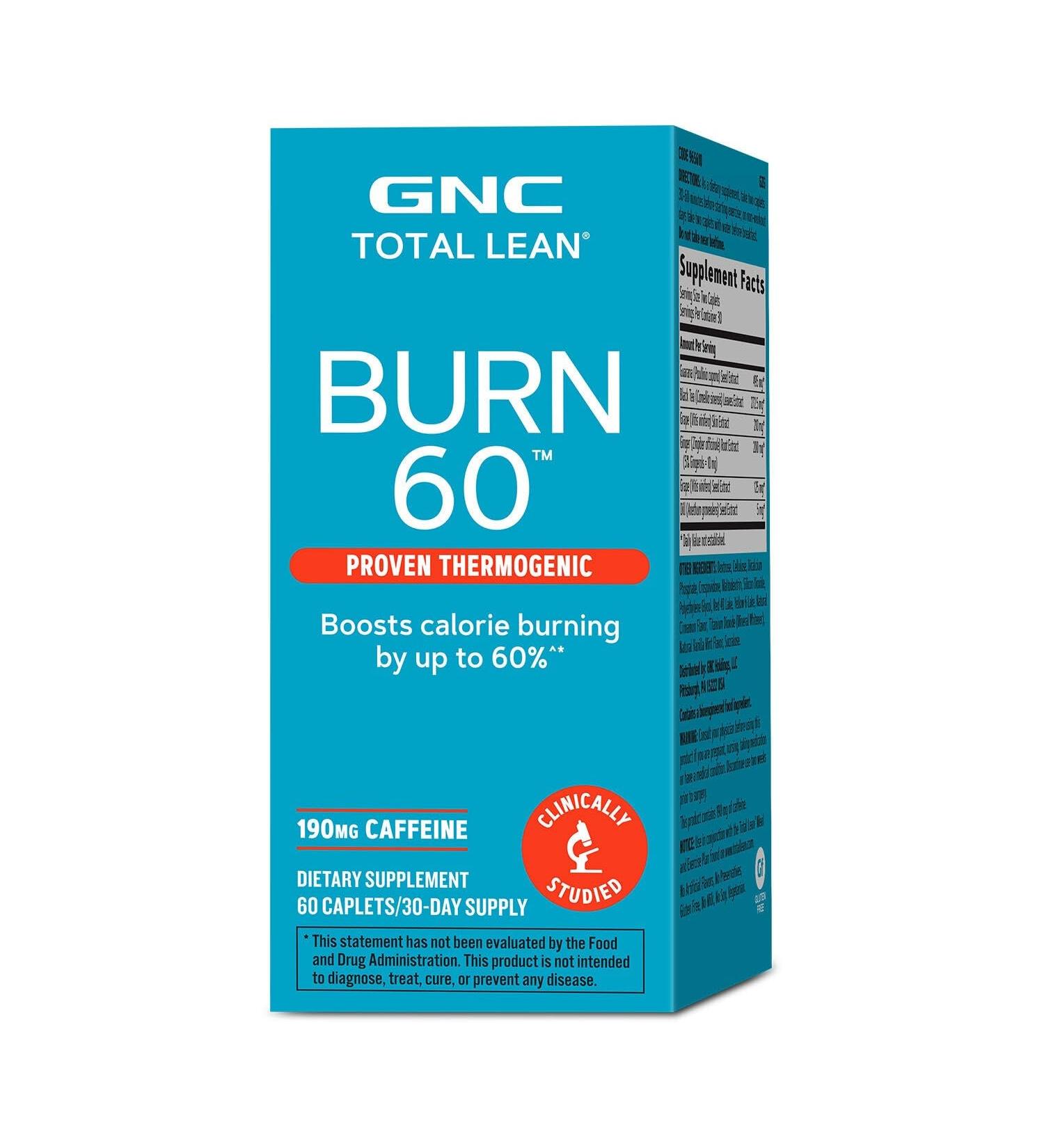 GNC Total Lean Burn 60 Clinically Proven Thermogenic Formula 30 Servings - Buy Online on GoSupps.com