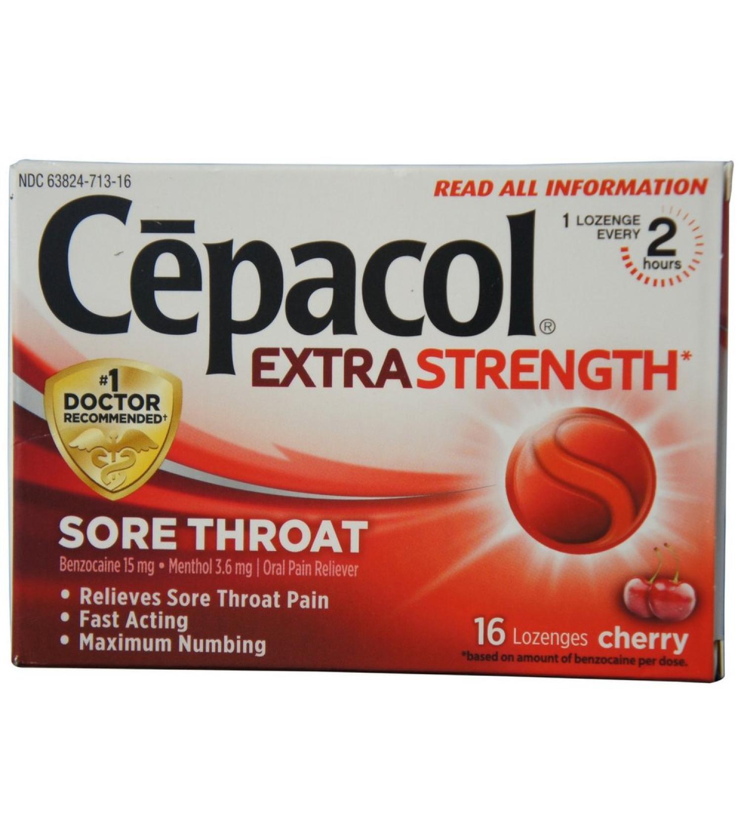 Cepacol Maximum Strength Throat Drop Lozenges Cherry 16 Count (Pack of 2)