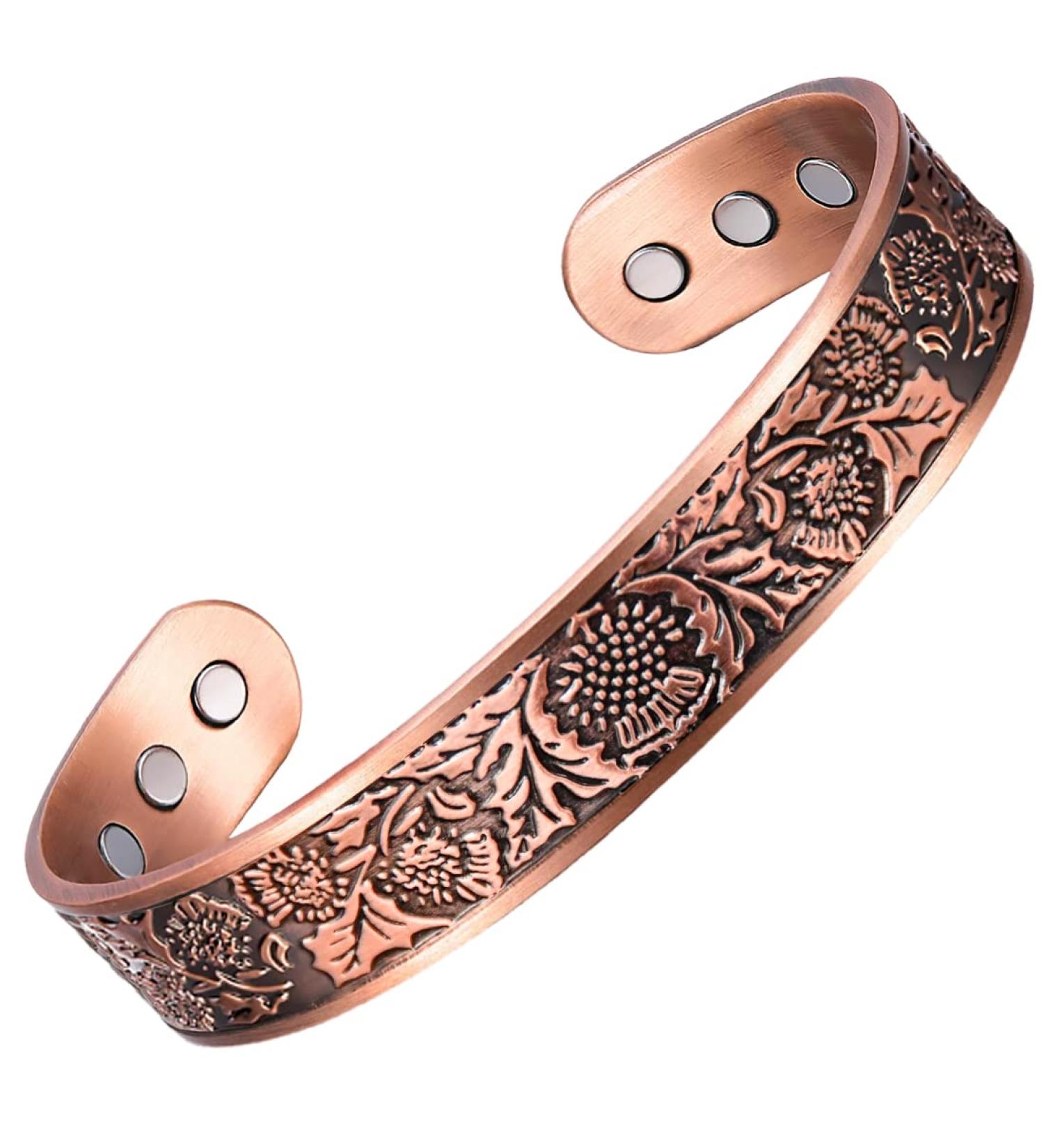 VicMAG Copper Magnet Bracelet for Men - Arthritis Pain Relief Therapy Adjustable Pure Copper Cuff with Gift Box - Buy Online on GoSupps.com