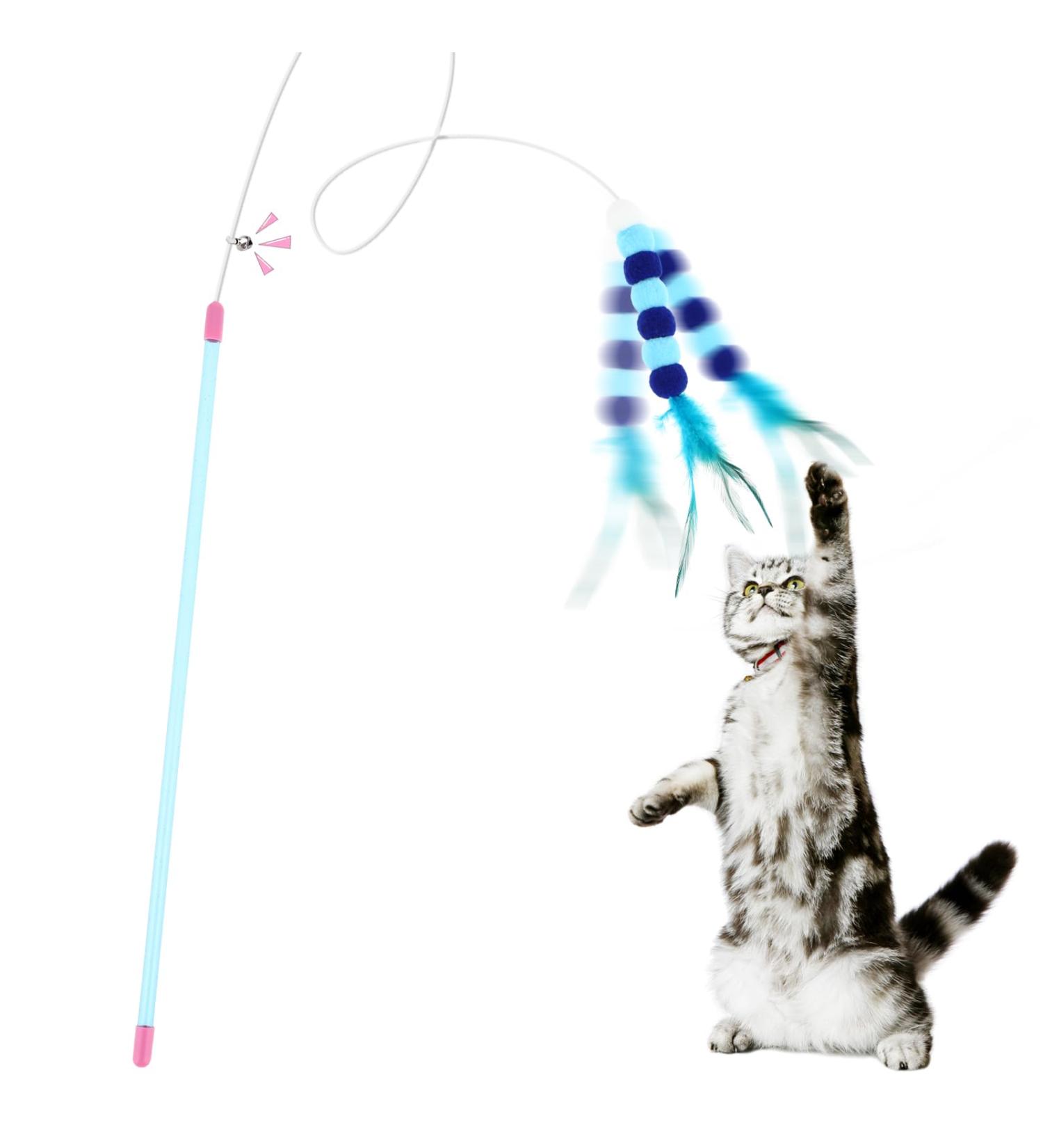 Cobee Interactive Cat Spring Toys with Bobble Ball & Bell - Soft Training Toys for Kittens - Blue - Buy Online on GoSupps.com