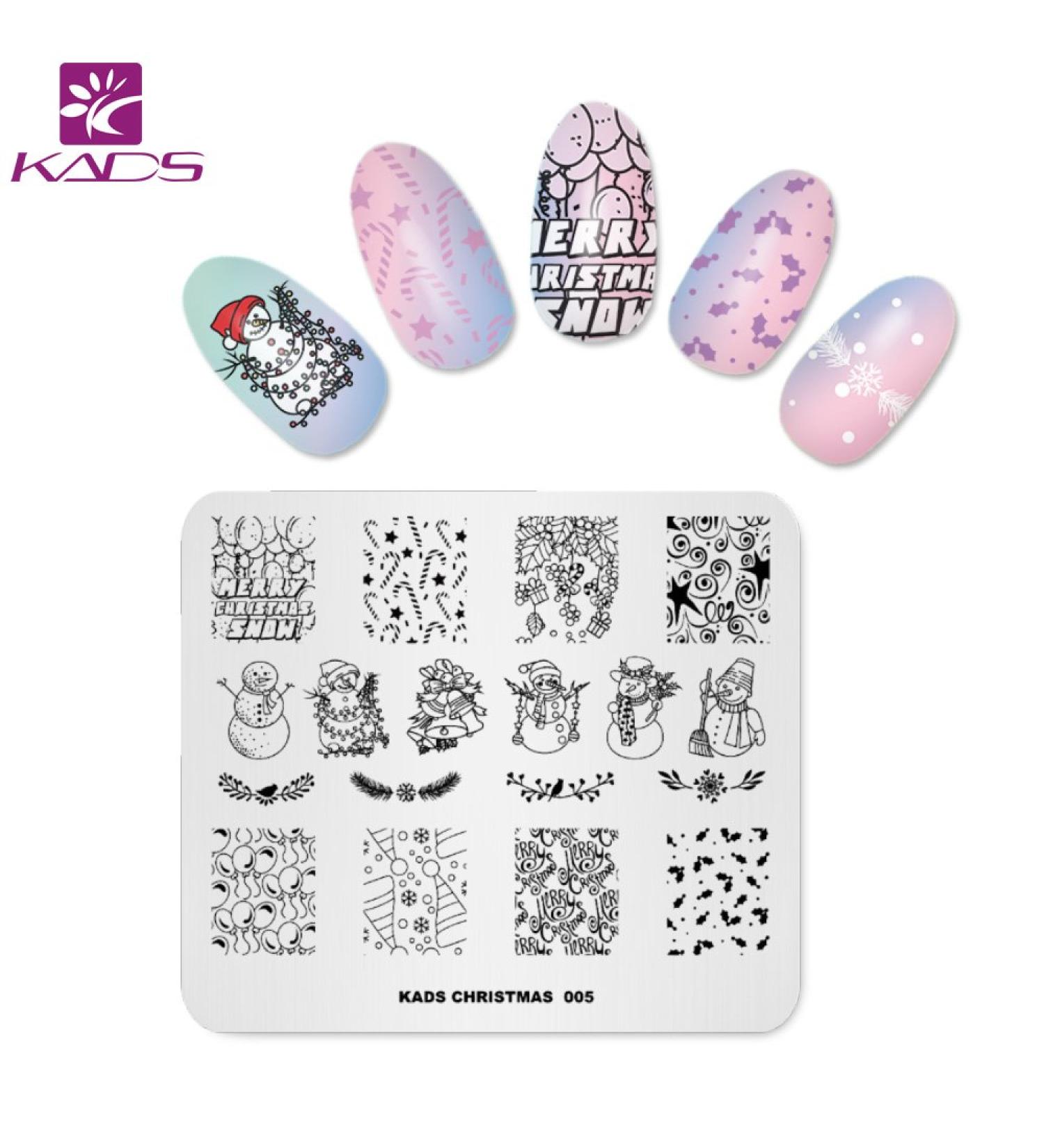KADS 3D DIY Nail Art Stamp Plate Christmas Snowflakes, Snowmen & Flower Decorations - Set of 4 | C1 - Buy Online on GoSupps.com