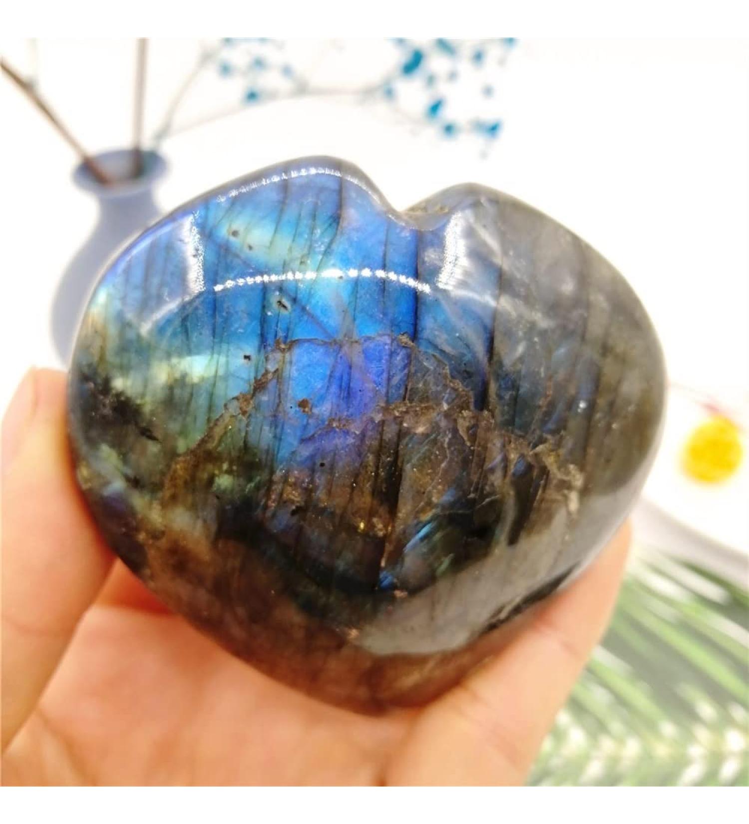 Home 75-80mm Large Blue/Yellow Labradorite Moonstone Gemstones Crystals and Spiritual Decor Stone Crystal Reiki - Buy Online on GoSupps.com