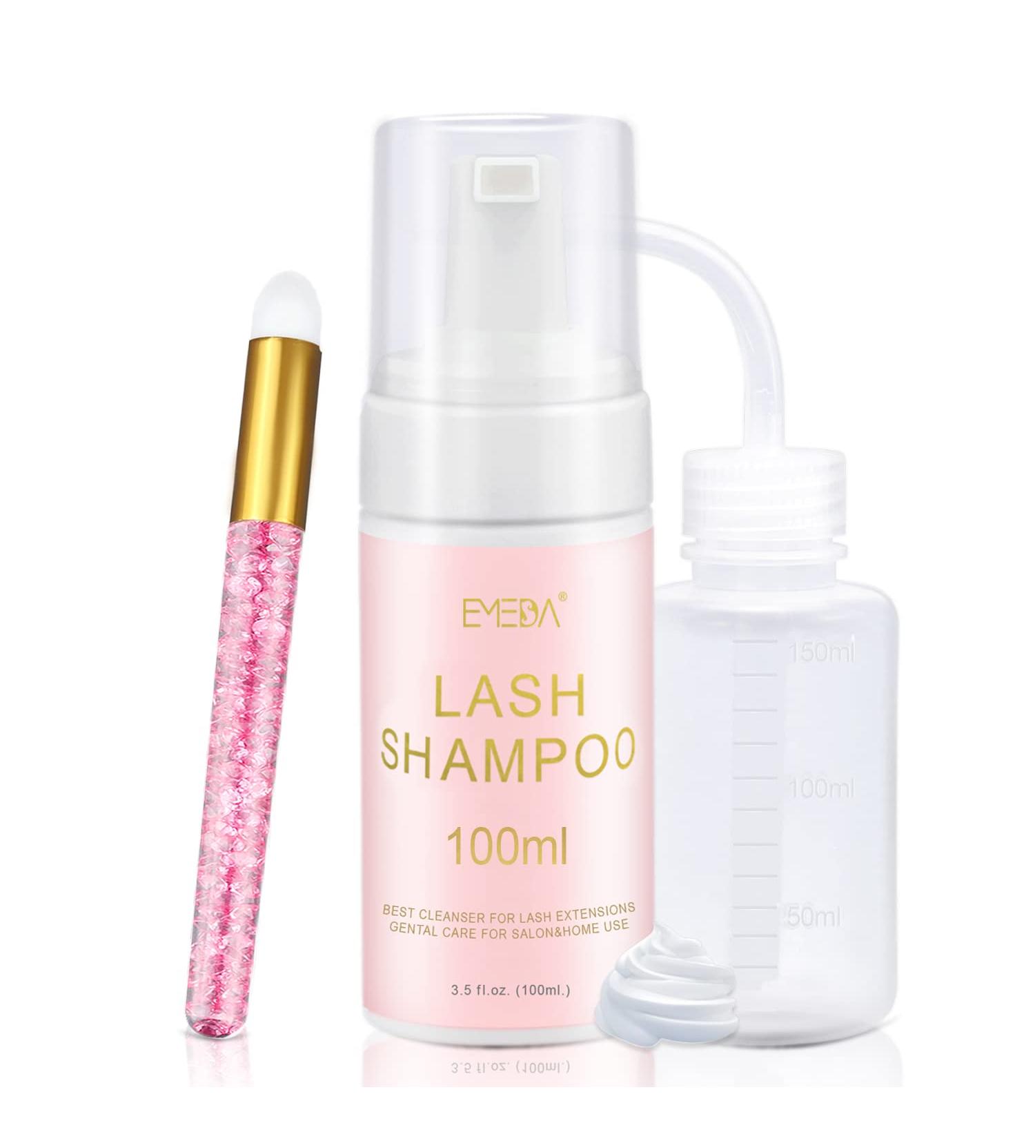 EMEDA Lash Shampoo for Eyelash Extensions 100ml - Oil Free Foam Cleanser for Lashes - Home & Salon Use - Includes Rinse Bottle Brush - Lash Cleaning Kit - Buy Online on GoSupps.com