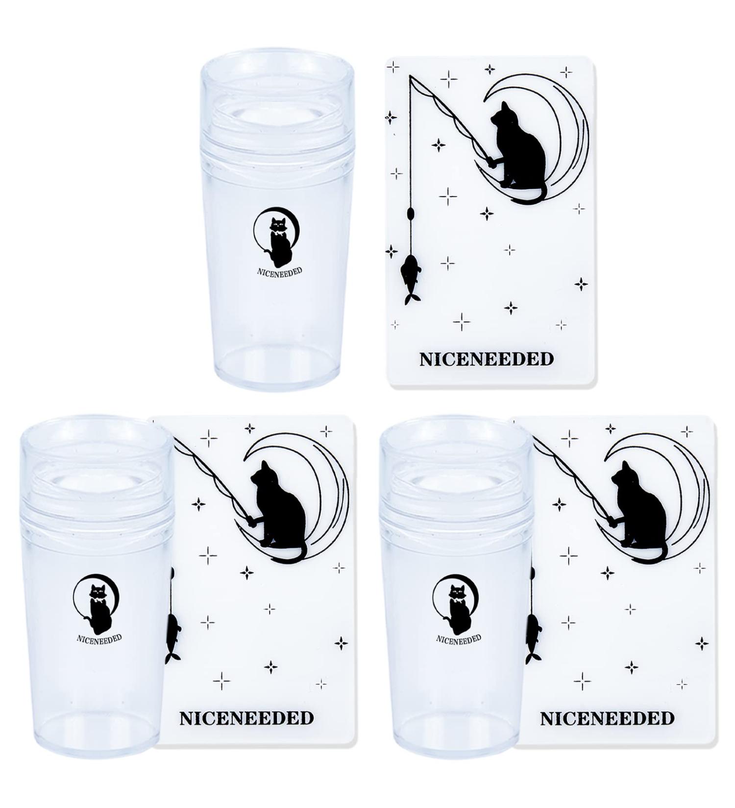 Niceneeded 6Pcs Nail Art Stamper Set - Transparent Cat & Moon Patterns Perfect for French Smile Lines | International Shipping Available - Buy Online on GoSupps.com