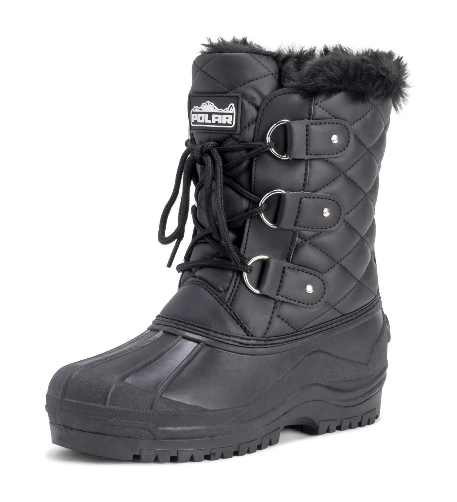 POLAR Women's Mid Calf Black Leather Waterproof Tactical Boots - Size 8 - Buy Online on GoSupps.com