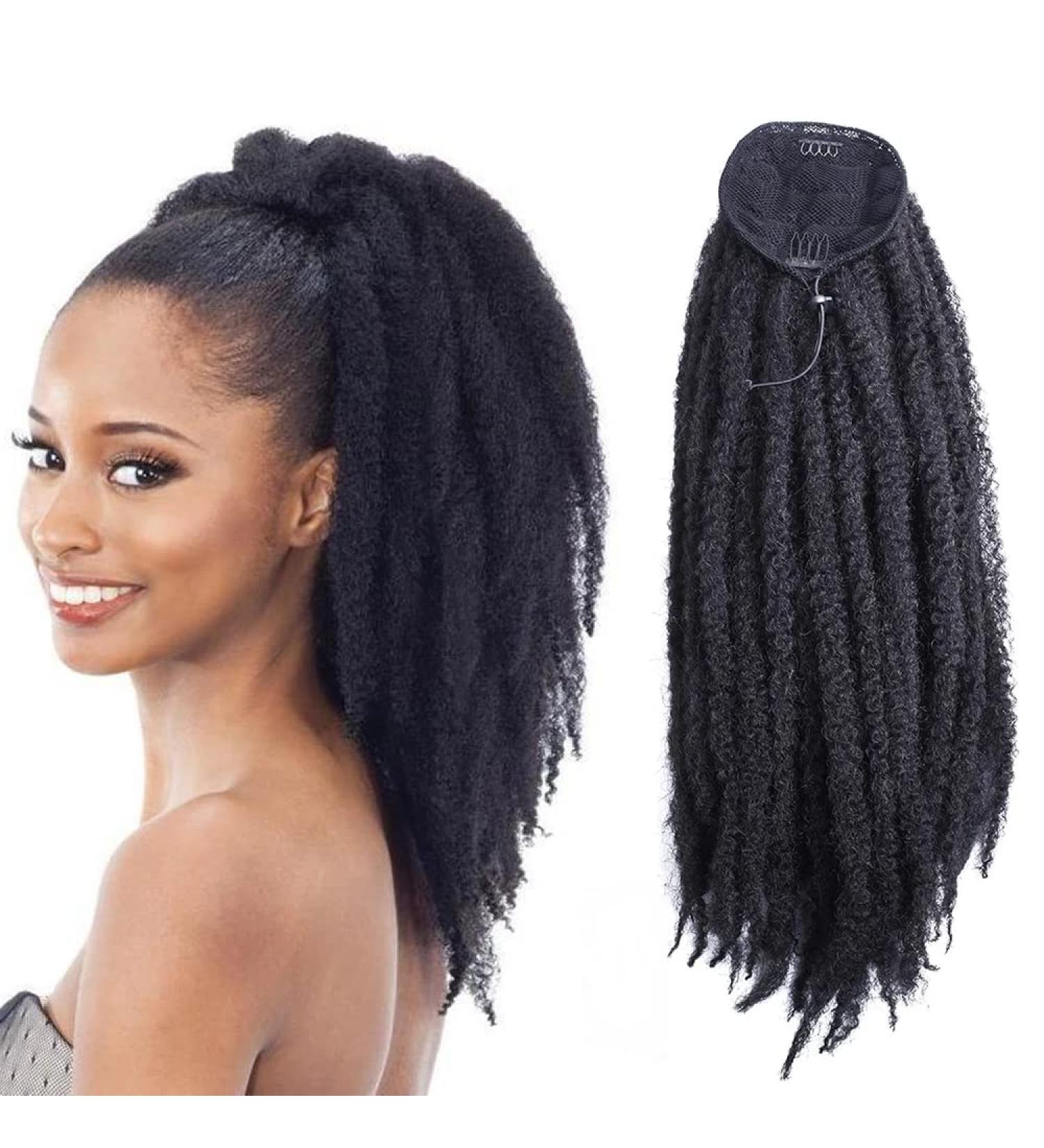 Ysxsxy Marley Braids Locs Ponytail Drawstring Ponytail Extension Hairpieces Clip in Braided Loc Ponytail Afro Kinky Curly Clip in Braided Pony Tail Hair Extensions for Black Women (18 Inch 1B) 18 Inch 1B - Buy Online on GoSupps.com