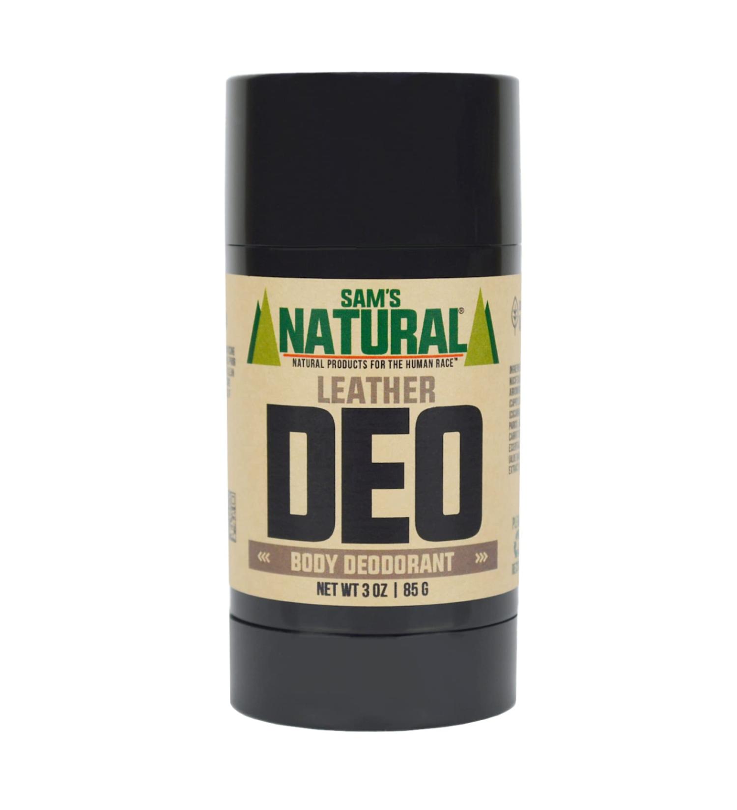 Sam s Natural Deodorant - Leather - Aluminum Free DEO - No phthalates parabens sulfates or dyes - Made in New Hampshire - For Men Women Unisex - Vegan Cruelty Free - 3 oz - Buy Online on GoSupps.com