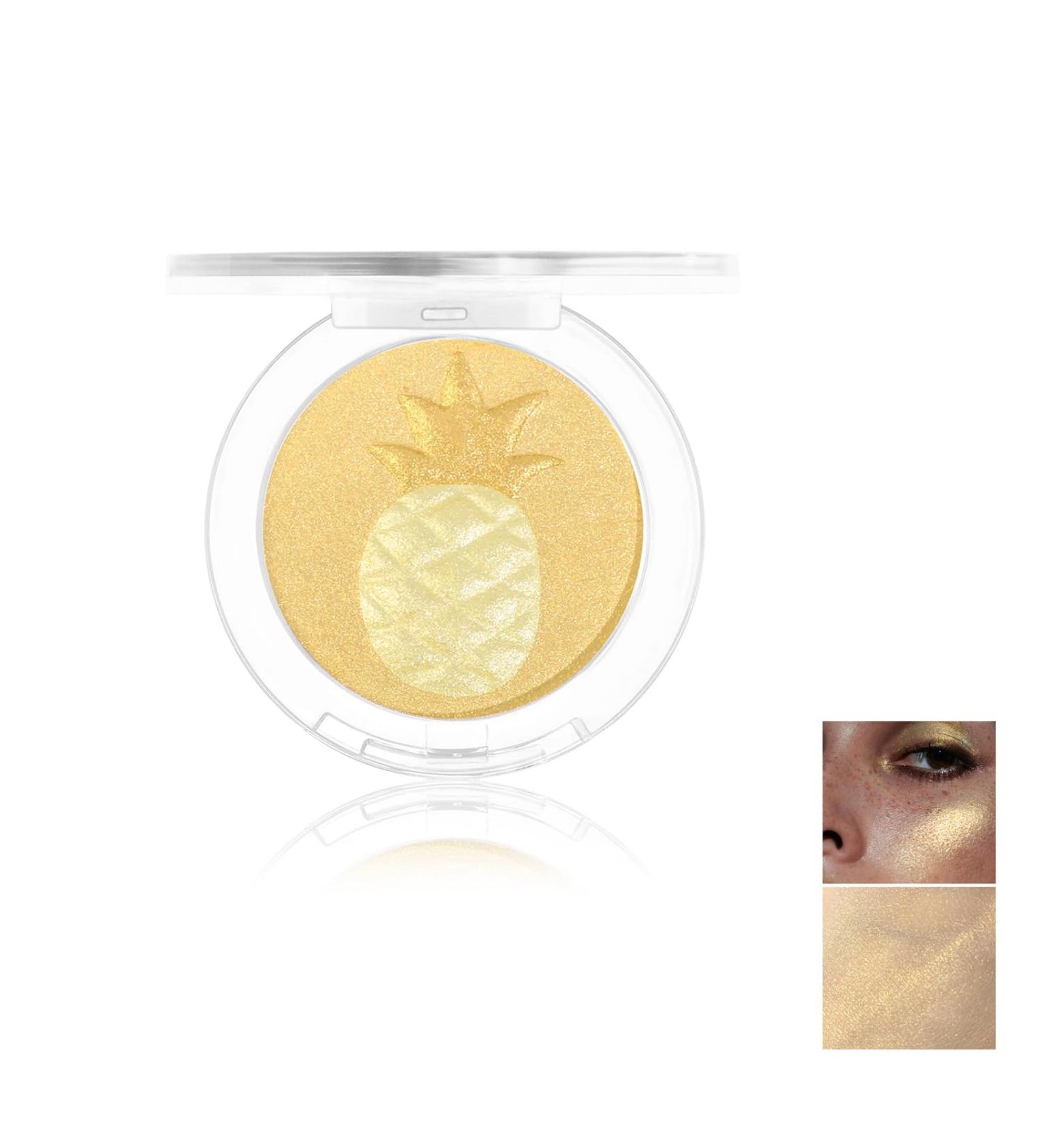 Highlighting Powder - Sculpting Illuminating Shimmer Makeup Powder 4 Shades for Multi-Use Eyes Cheeks Brows Lips 0.22OZ/9g (02#Pineapple) - Buy Online on GoSupps.com