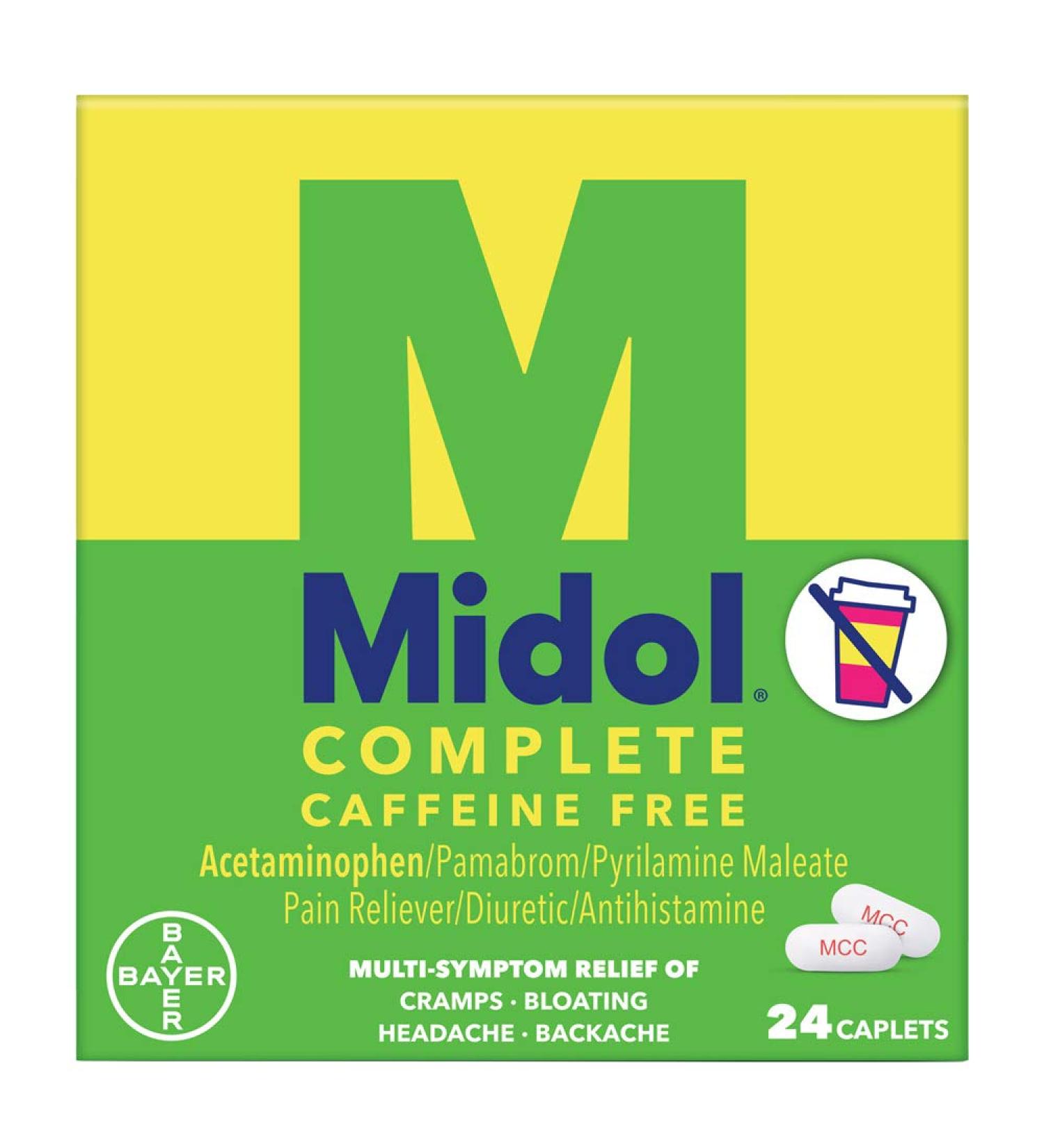 Midol Complete Caffeine Free Menstrual Pain Relief Caplets - 24 Count Pack - Buy Online on GoSupps.com