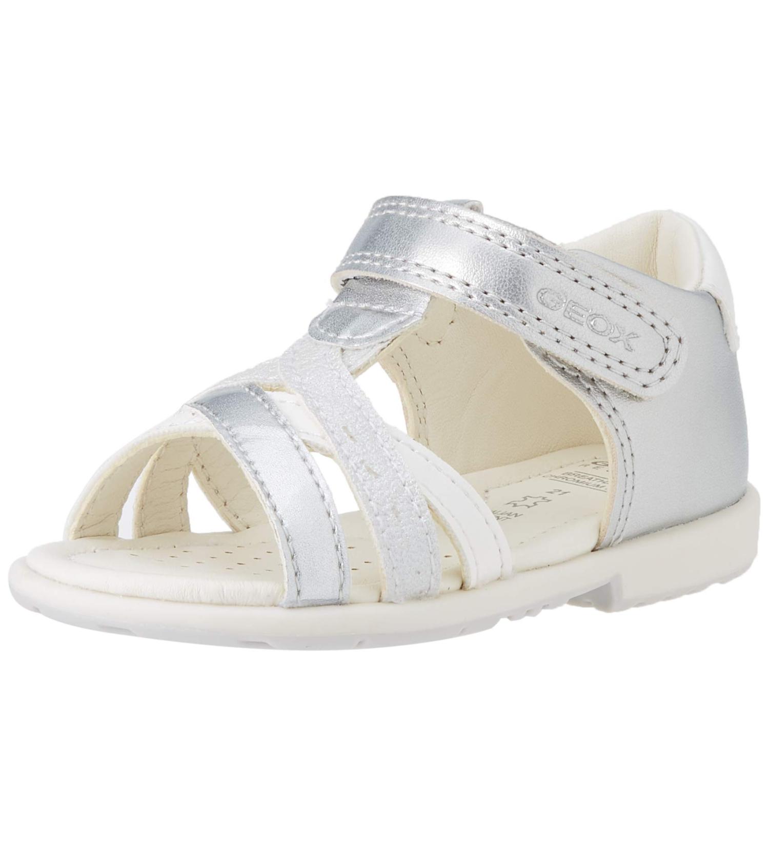 Geox Girl's B Verred B Sandals - 5 UK - Lt Grey White | Lightweight and Breathable - Buy Online on GoSupps.com