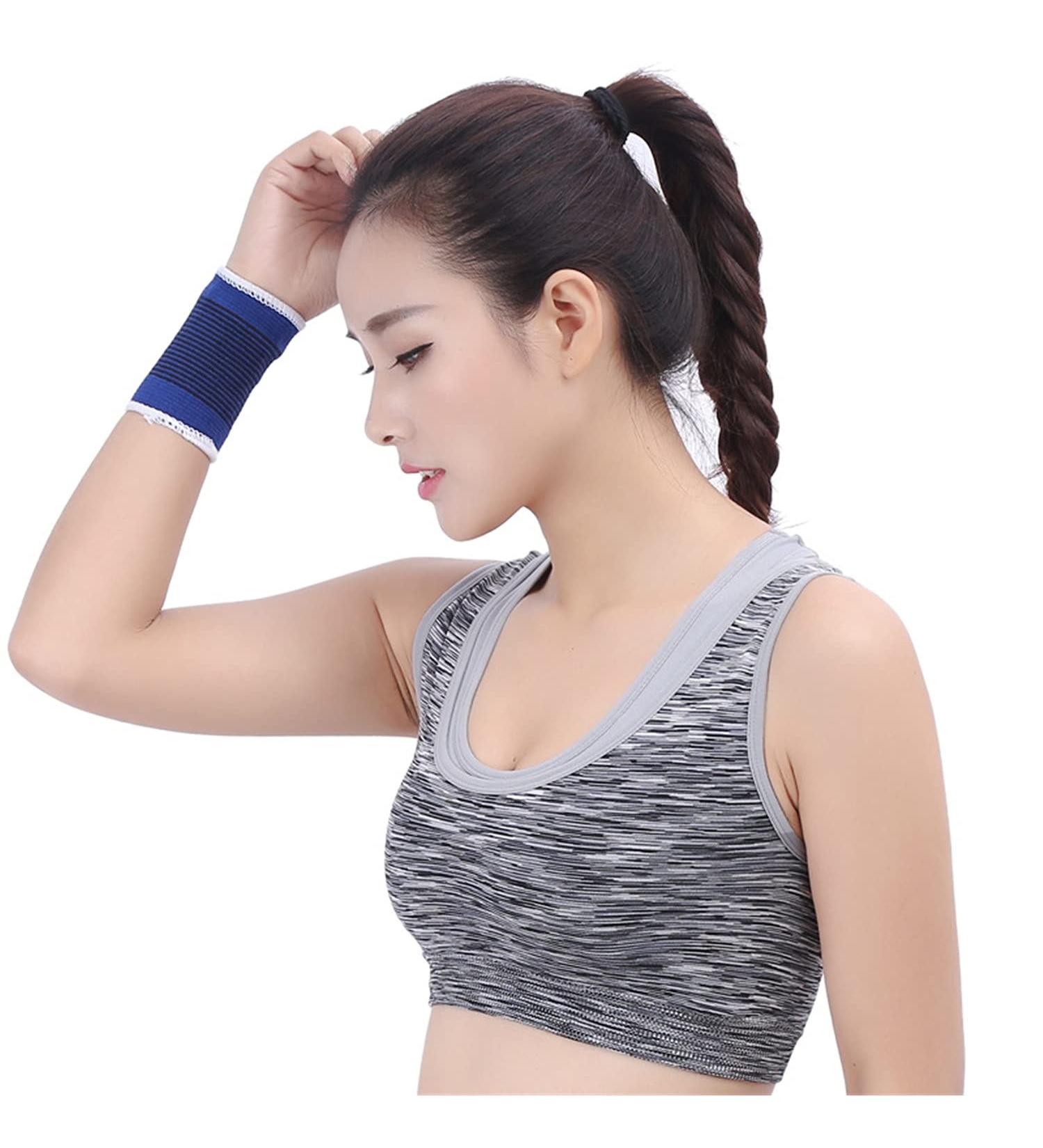 Wrist Brace for Carpal Tunnel - Polyester/Cotton Knitted Basketball Support - Blue | 1 Pair Sports Protective Gear - Buy Online on GoSupps.com