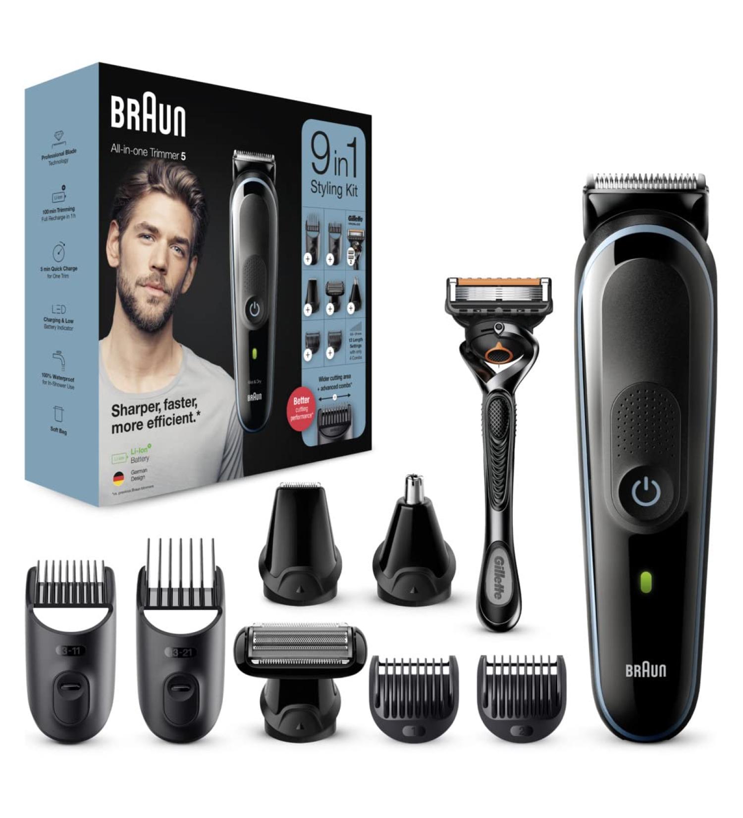Brown 9-in-1 Multi-Grooming Kit | MGK5380 Beard Trimmer & Hair Clipper for Men | 7 Attachments for Face Head & Body Hair Removal - Buy Online on GoSupps.com