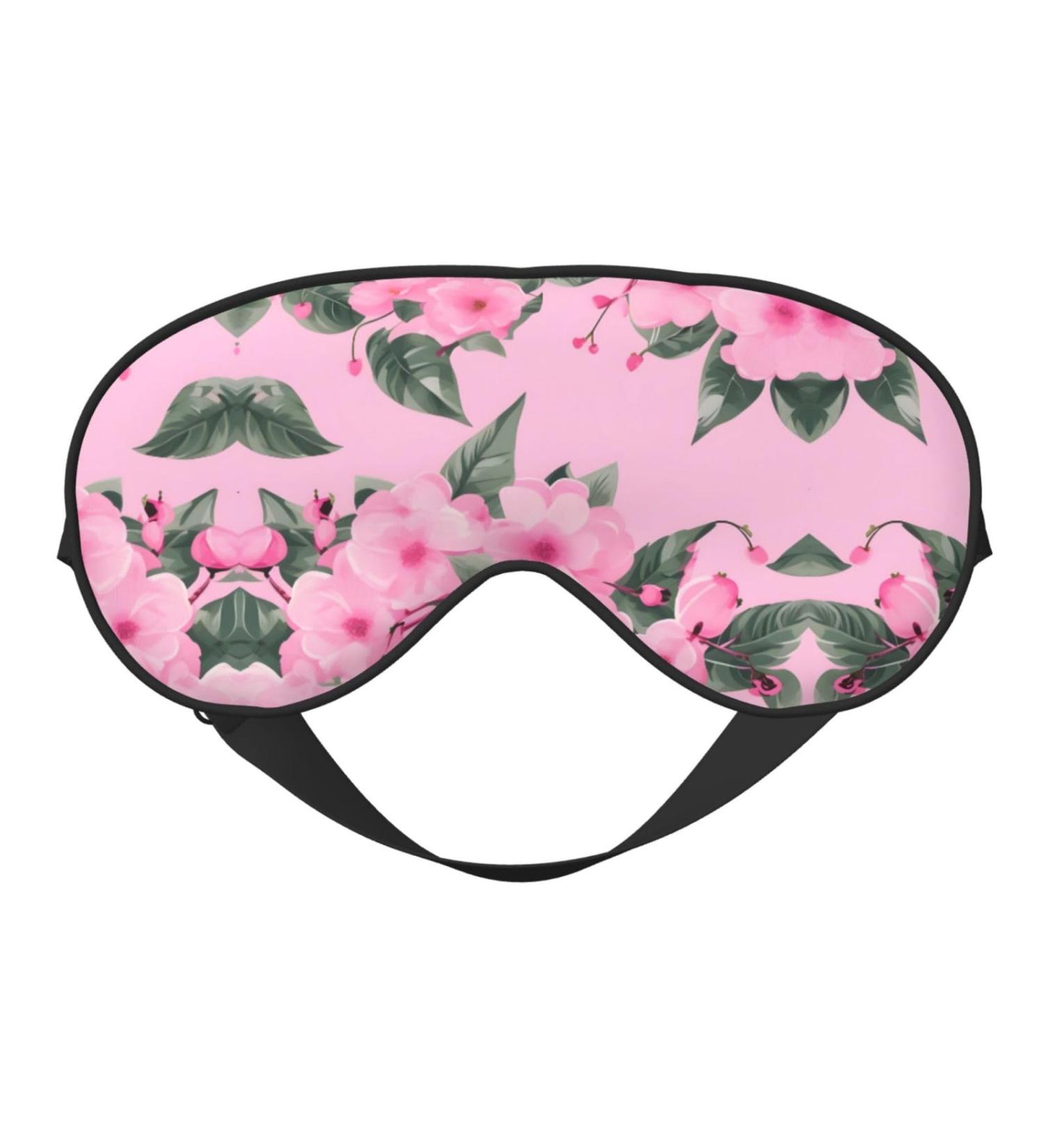 Red Cherry Floral Print Double-Sided Eye Mask | Soft Light Blocking for Better Sleep - International Shipping - Buy Online on GoSupps.com
