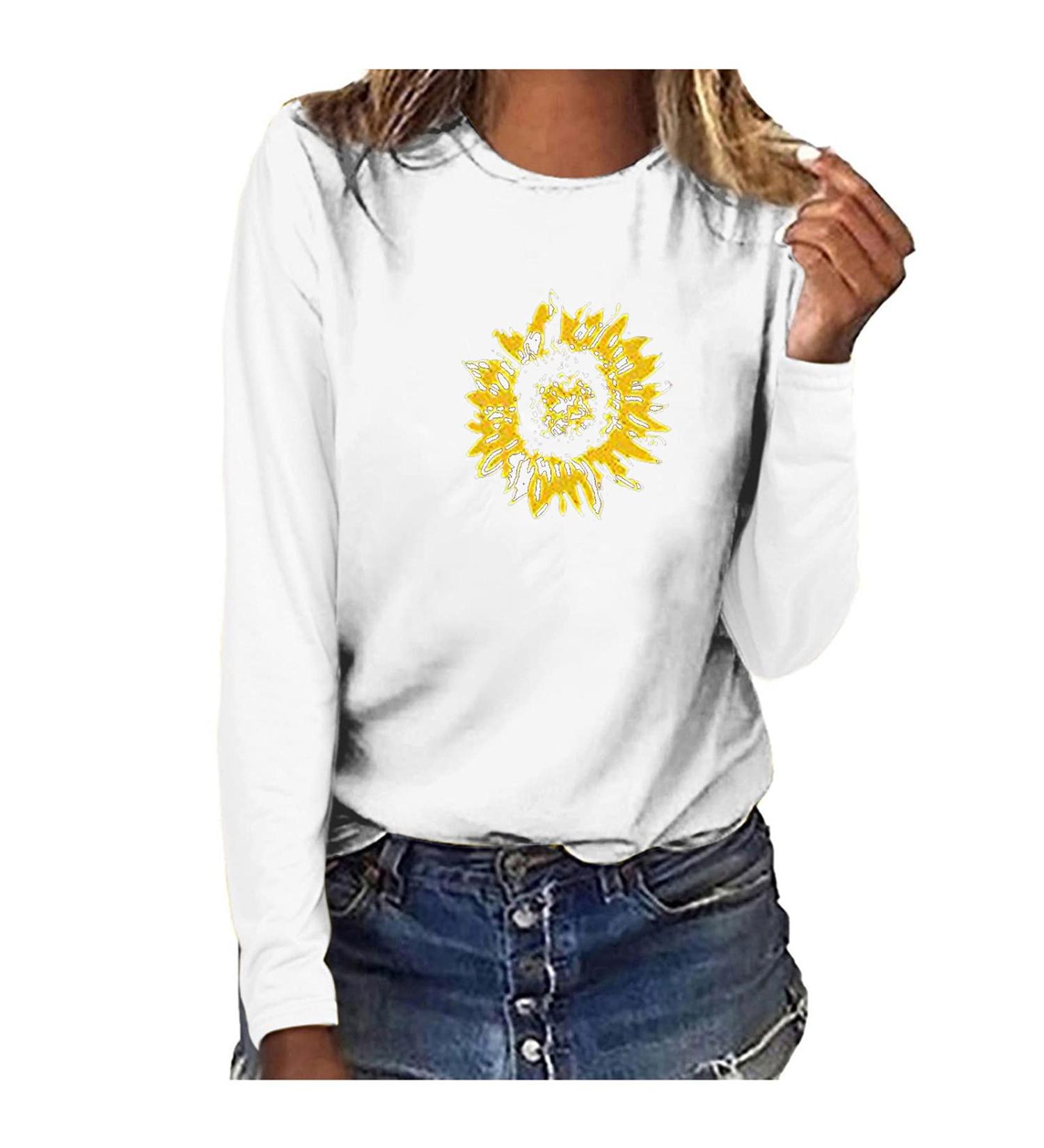 TsaChick Women's Oversized Sunflower Sweatshirt - Clearance Sale | White | Slim Fit | S-XXL - Buy Online on GoSupps.com