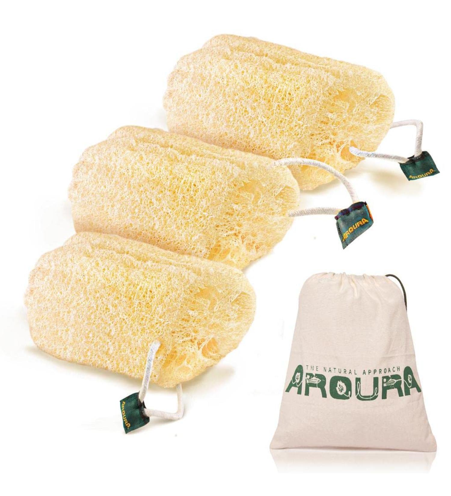 Aroura 100% Natural Egyptian Loofah Set of 3 - Exfoliating Loofa for Body | Eco-Friendly | 4x7 - Buy Online on GoSupps.com