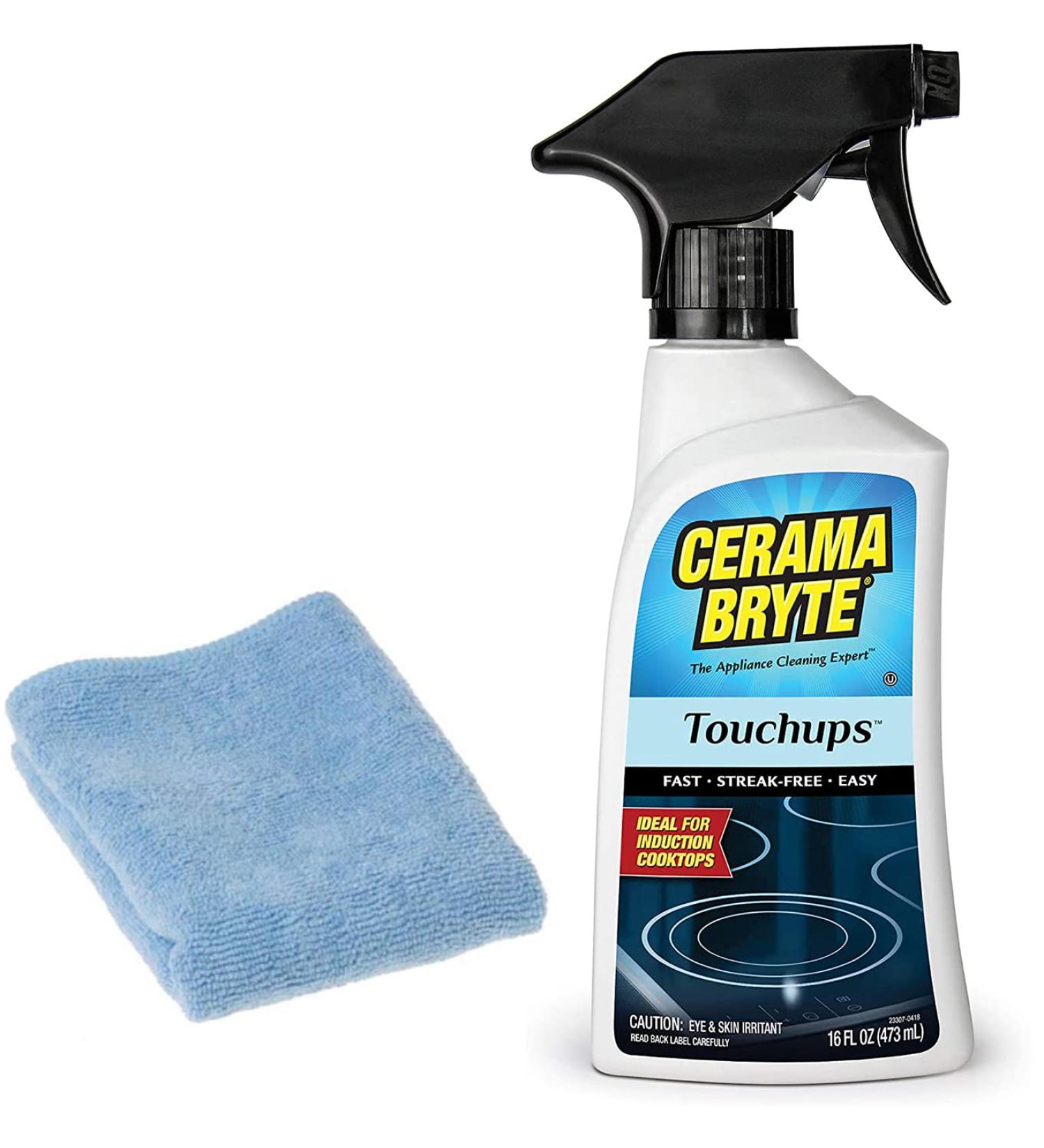 Cerama Bryte Touchups Spray (16 oz) Glass Ceramic Cooktop Cleaner With Microfiber Cloth