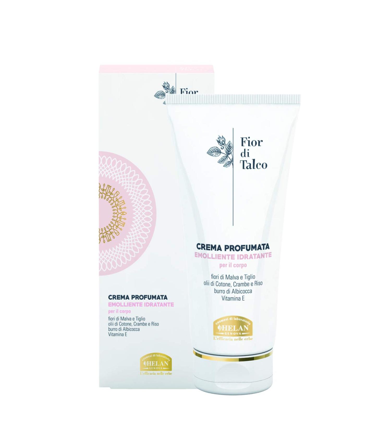 Helan Fior di Talco Scented Body Moisturizing Cream - Women's Moisturizing and Emollient Cream for Soft and Velvety Skin with Apricot Butter Nutritive Oils and Vitamin E 200 ml - Made in Italy