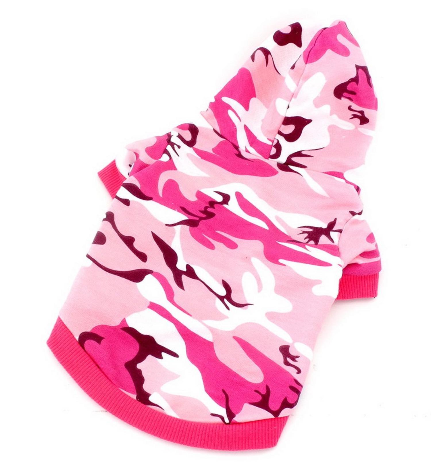 Smalllee Lucky Store Camouflage Hooded Shirt for Small Dogs - Pink Camo T-Shirt for Chihuahuas Yorkies & Puppies - Size M (42cm Breast 28cm Back) - Buy Online on GoSupps.com