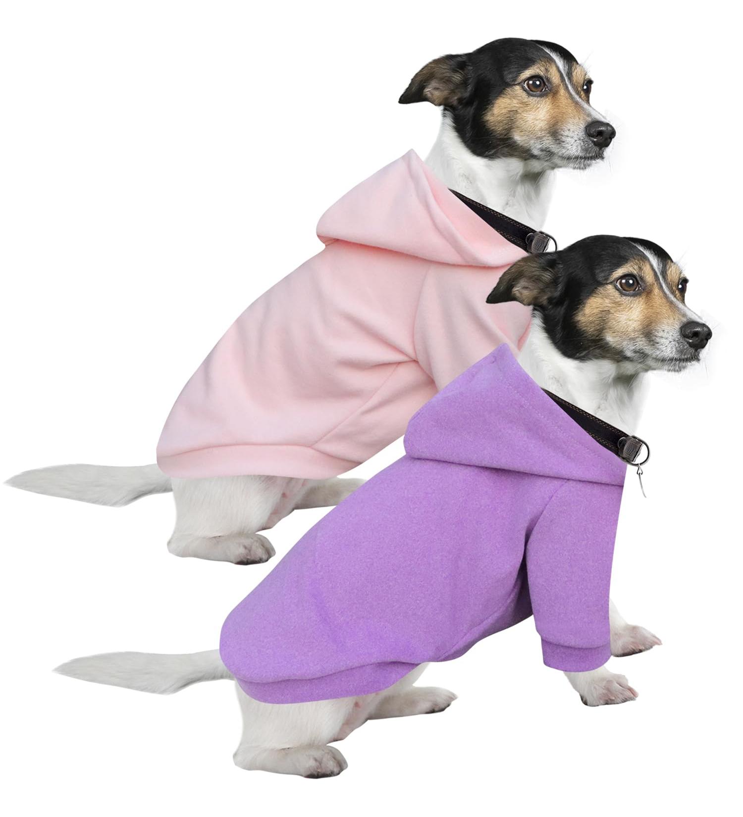 Hualisiji Hooded Dog Sweater - Cozy & Lightweight Chihuahua Hoodie - XL Pink & Purple - Stylish Puppy Clothing - Ships Internationally - Buy Online on GoSupps.com