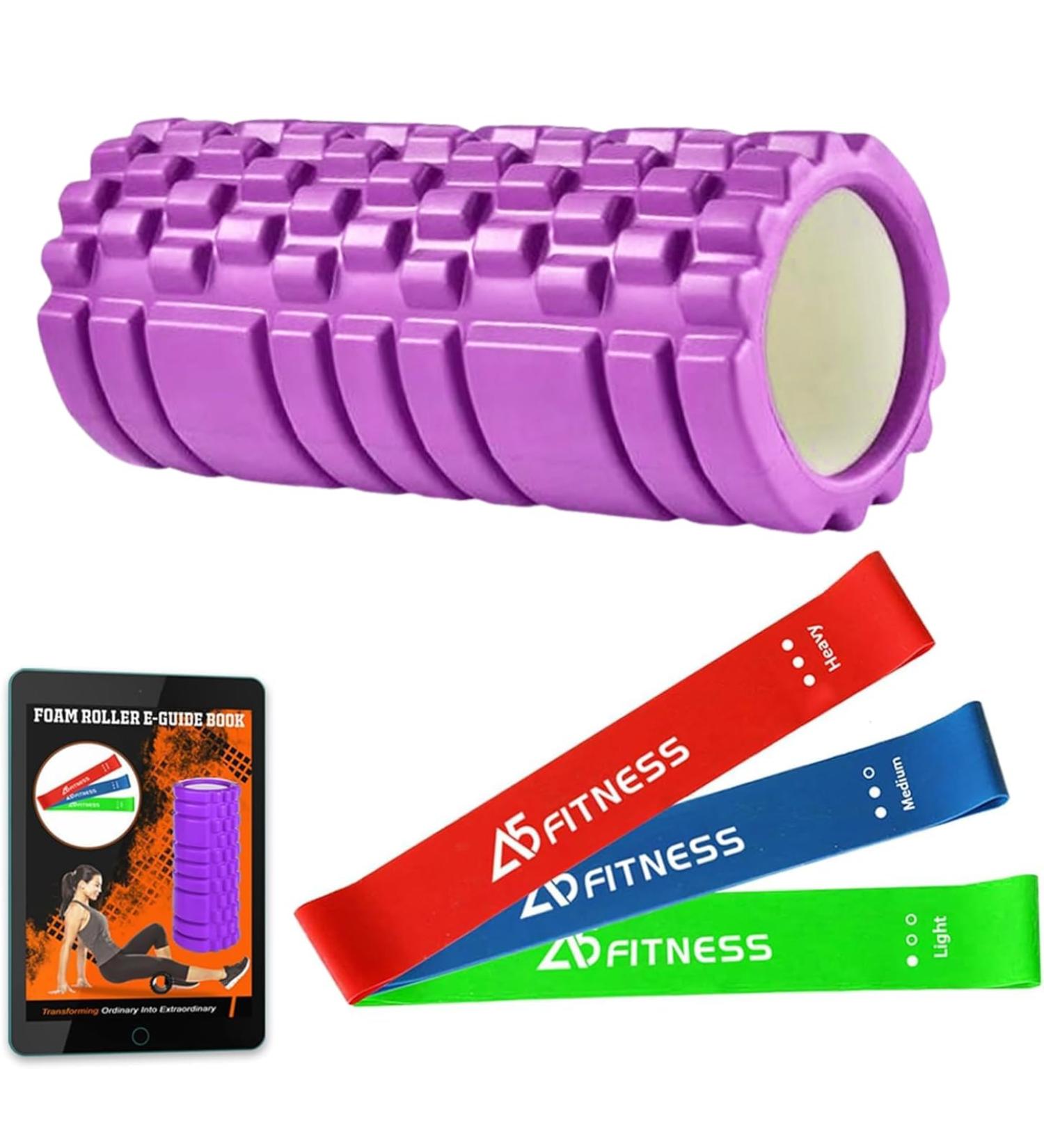 Buy Fascia Roll Purple with 3 Resistance Straps - Lightweight Spine Roller for Pain Relief | International Shipping - Buy Online on GoSupps.com