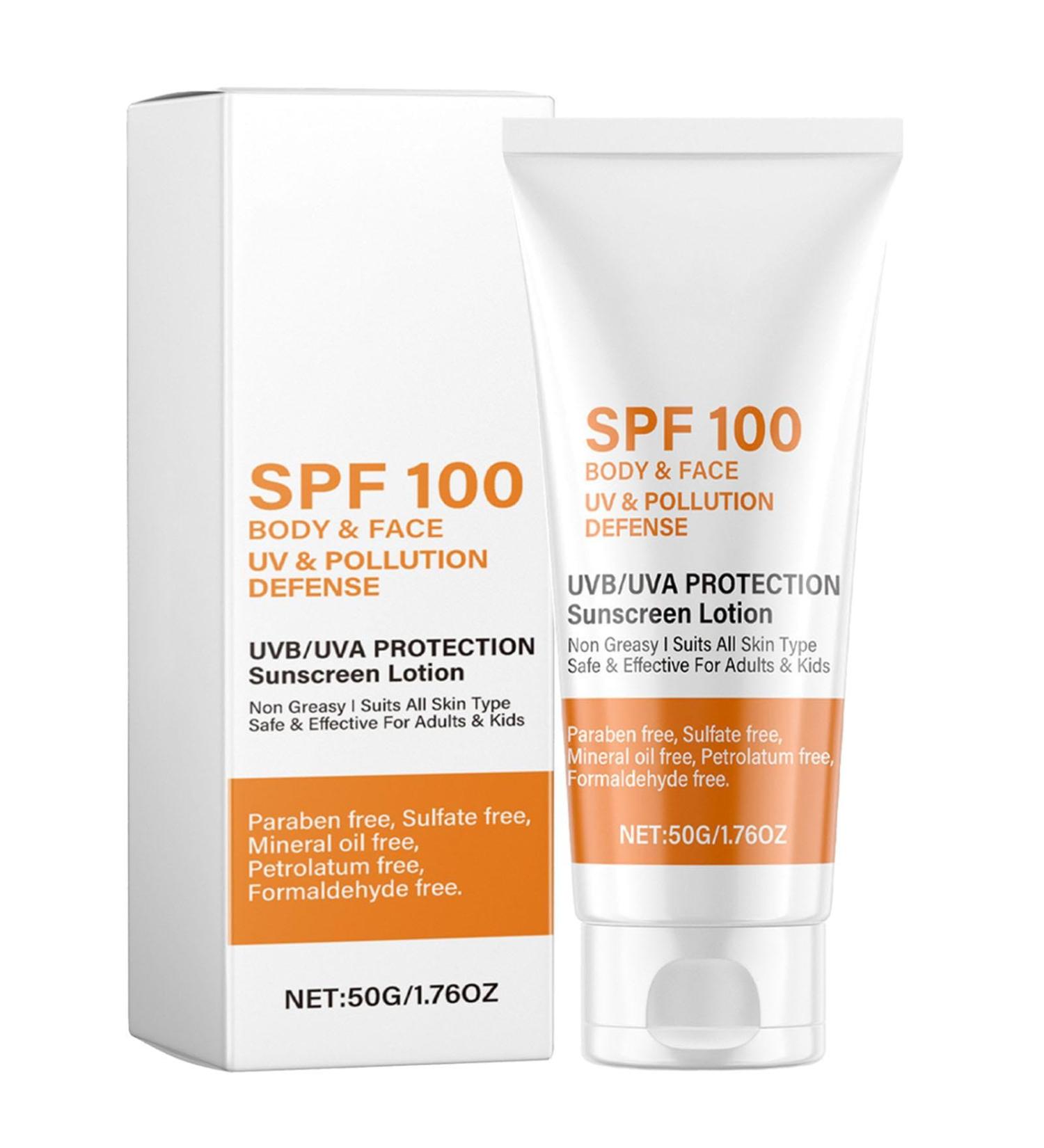 50g Cr me Solaire SPF 100 Lait Solaire FPS 100 Cr me Solaire Pour Visage Et Corps cran Solaire Texture L g re Non Grasse Prot ge Des UVA UVB Anti-Dess chement Cr me Solaire Corporelle Non Grasse - Buy Online on GoSupps.com