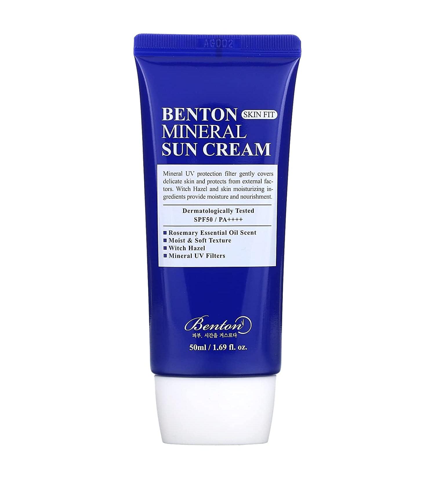 Benton Skin Fit Mineral Sun Cream SPF50+/PA++++ 50ML | Non-Sticky, Long-Lasting Protection | Weightless & Low White Cast Sunscreen - Buy Online on GoSupps.com