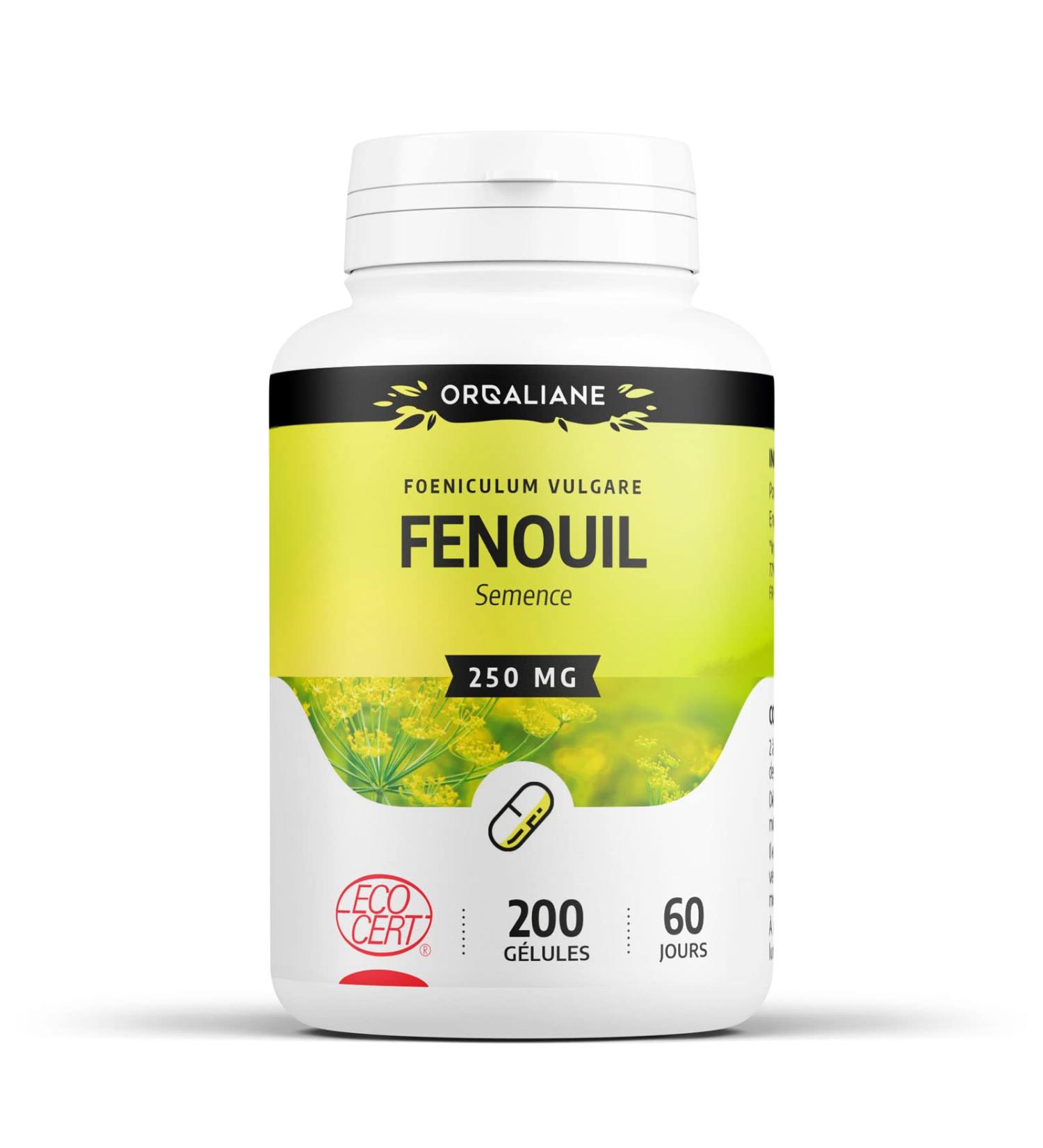 Fennel 250 mg - 200 capsules - Ecocert certified - Buy Online on GoSupps.com