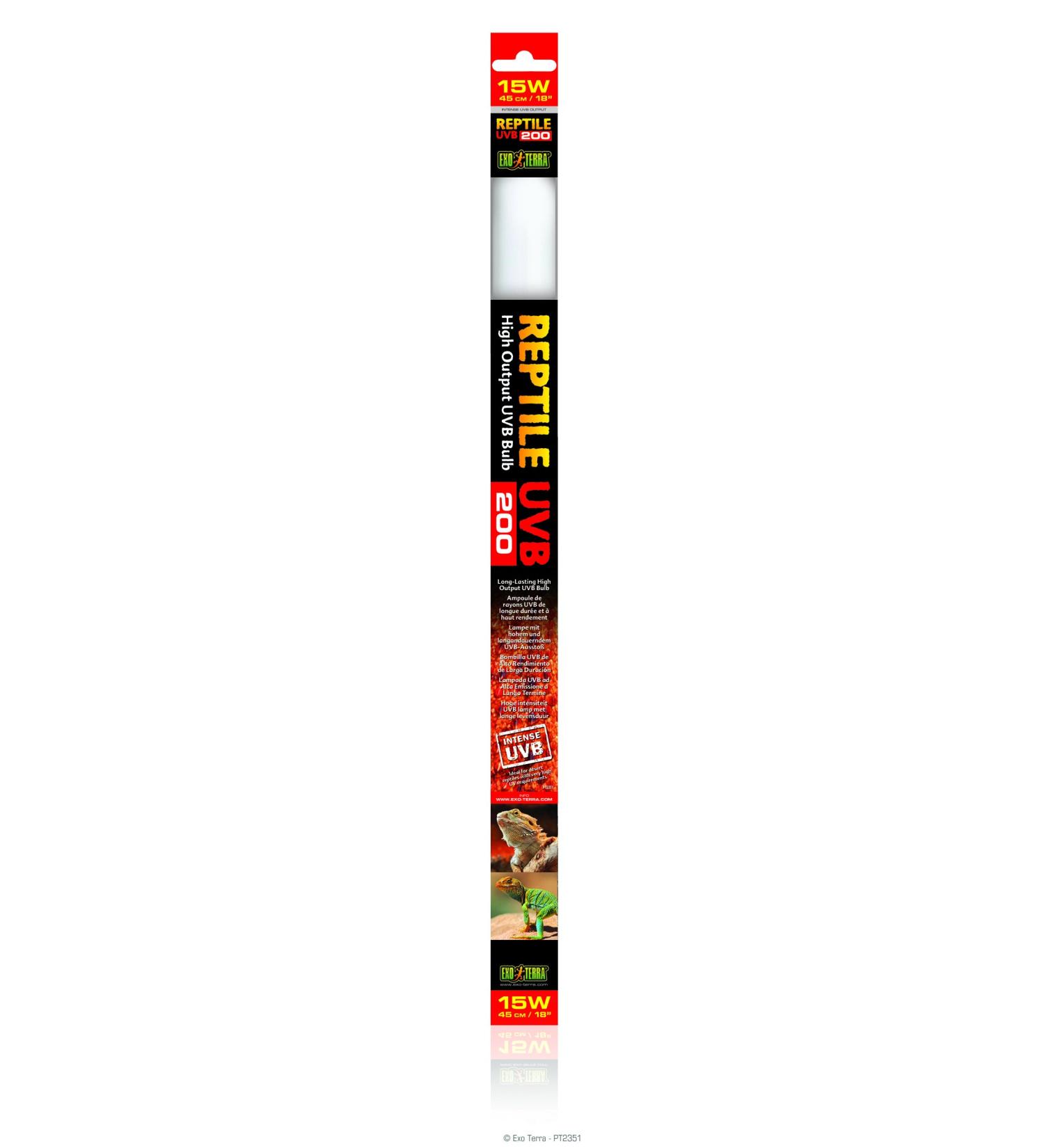 Exo Terra Reptile UVB 200 ideal for desert reptiles fluorescent tube T8 15W 45cm