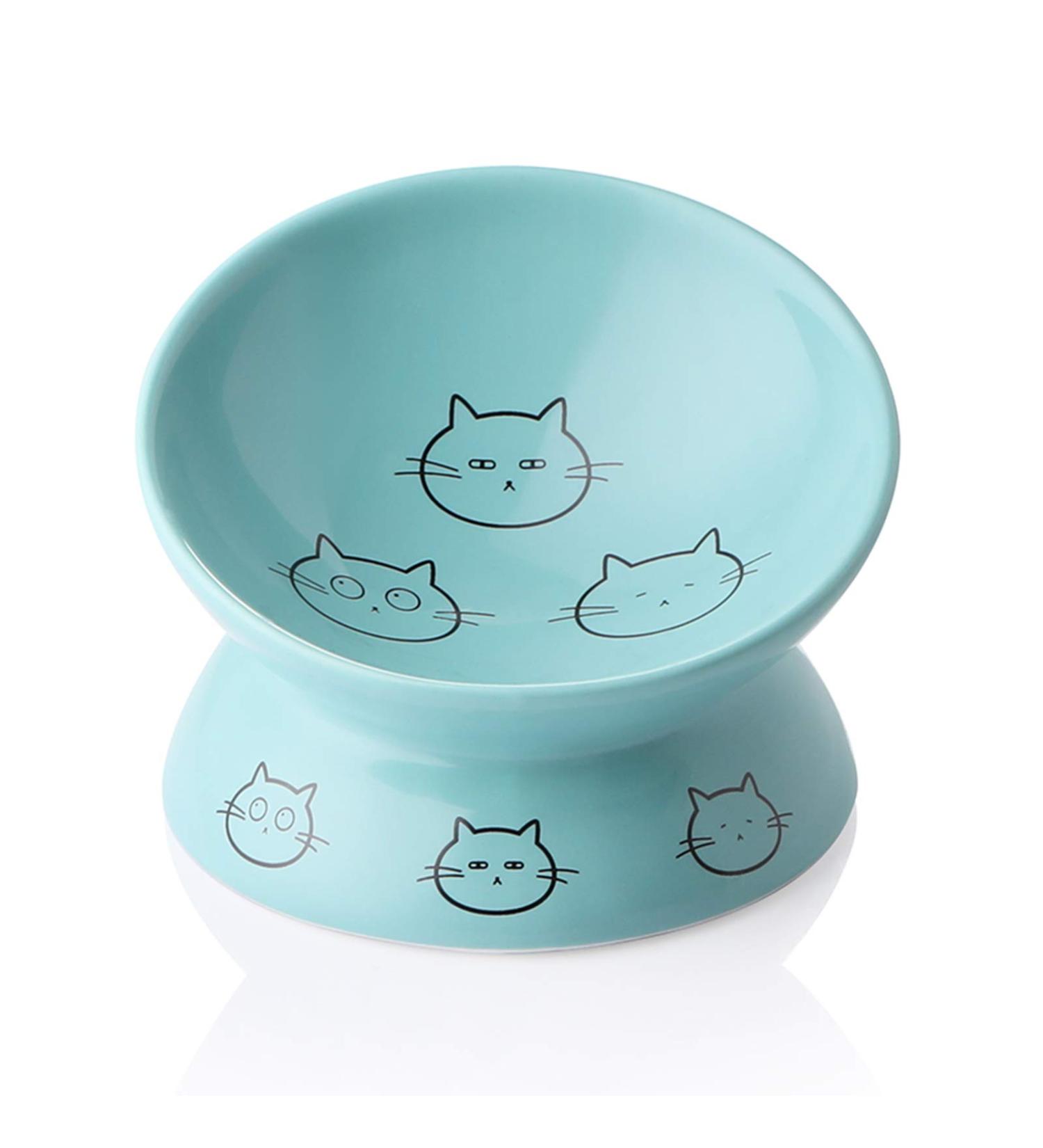SWEEJAR Raised Ceramic Cat Bowl - 5 Inch Turquoise | Elevated Pet Dish for Dry Wet Food, Stress-Free Eating, Protects Cat's Spine | Dishwasher Safe - Buy Online on GoSupps.com