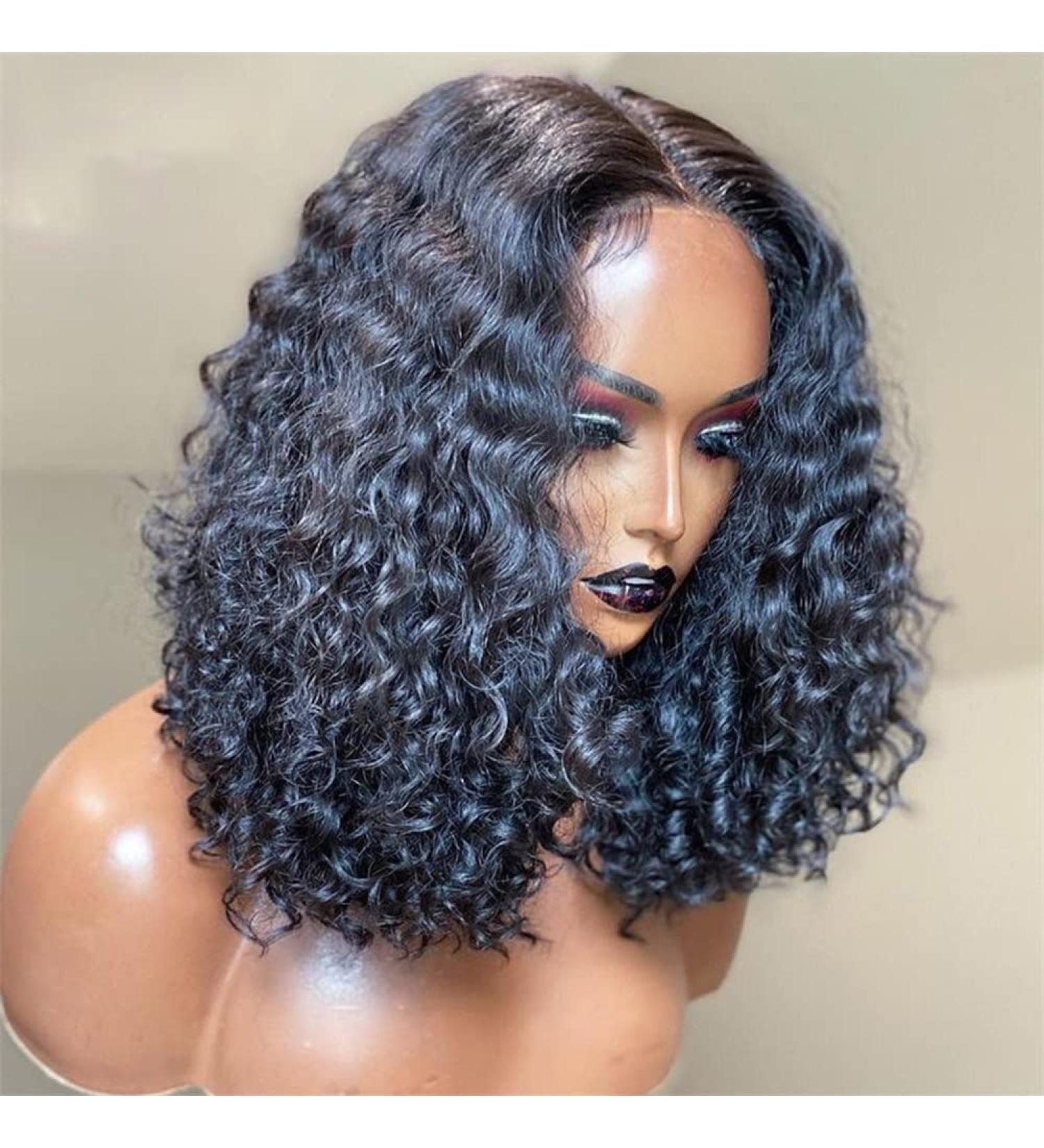 14 Short Curly Bob Human Hair Wig for Black Women with 13x6 T Part Lace Front - Natural Color, 150% Density - Buy Online on GoSupps.com