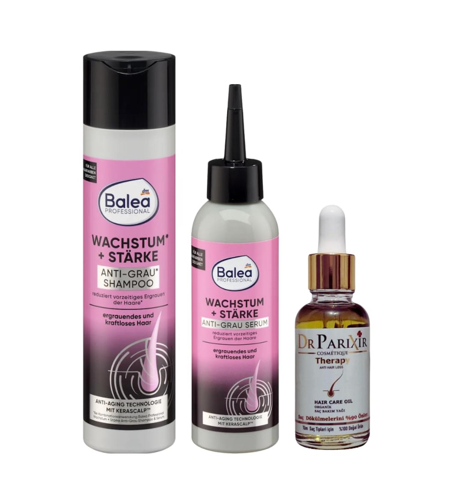 Dr Parixir Huile de soin des cheveux anti-chute de cheveux S rum + s rum de croissance anti-gris 150 ml + Shampooing anti-gris - Buy Online on GoSupps.com