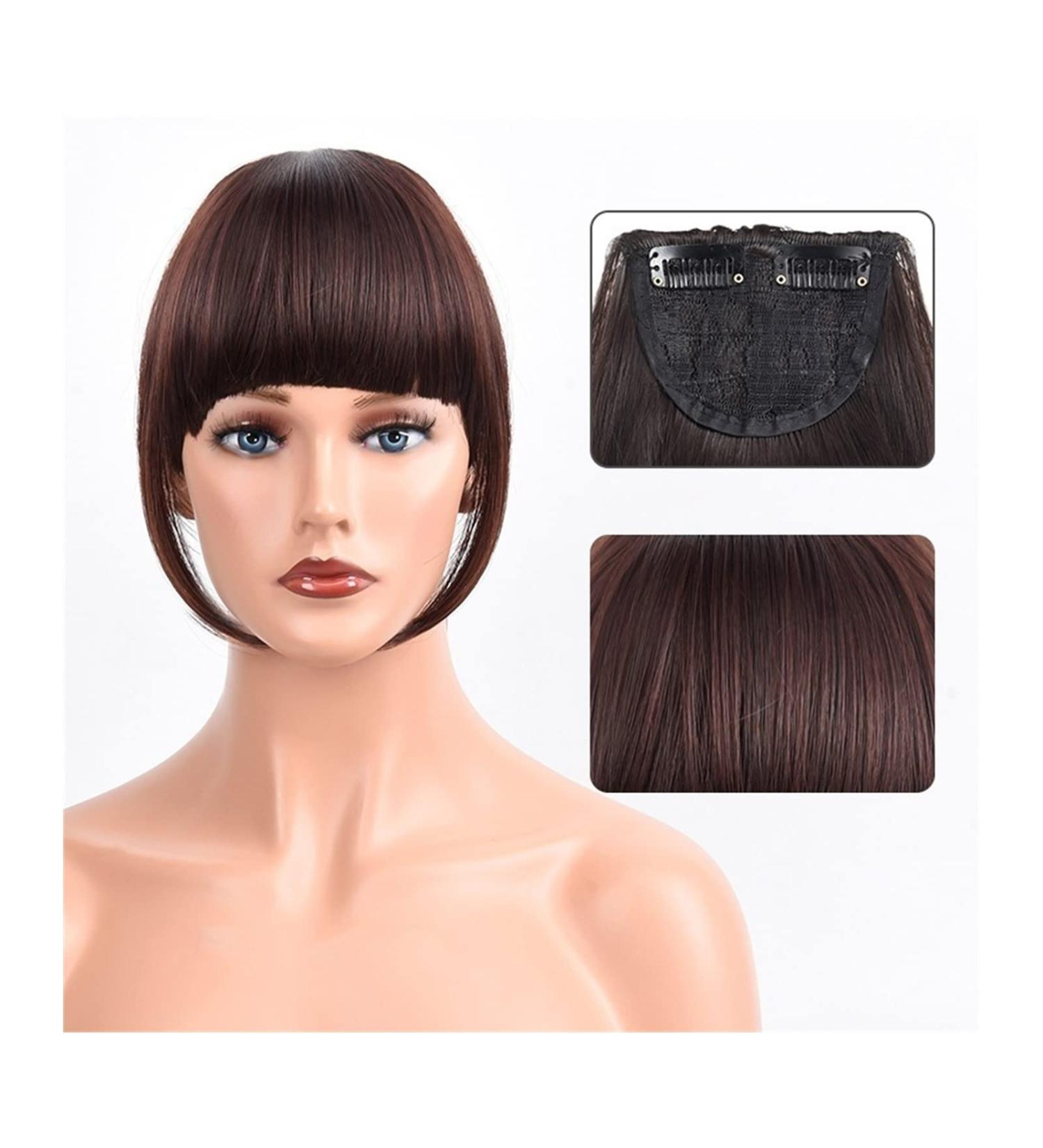 Bangs Hair Clip Synthetic Heat Resista Fake Bangs French Bangs Hair Piece Clip in Thick Natural Full Bangs Straight Fringe with Temples for Women Girls Bangs Clip in Hair (Color : 123-06 Size : 15c 15cm 123-06 - Buy Online on GoSupps.com