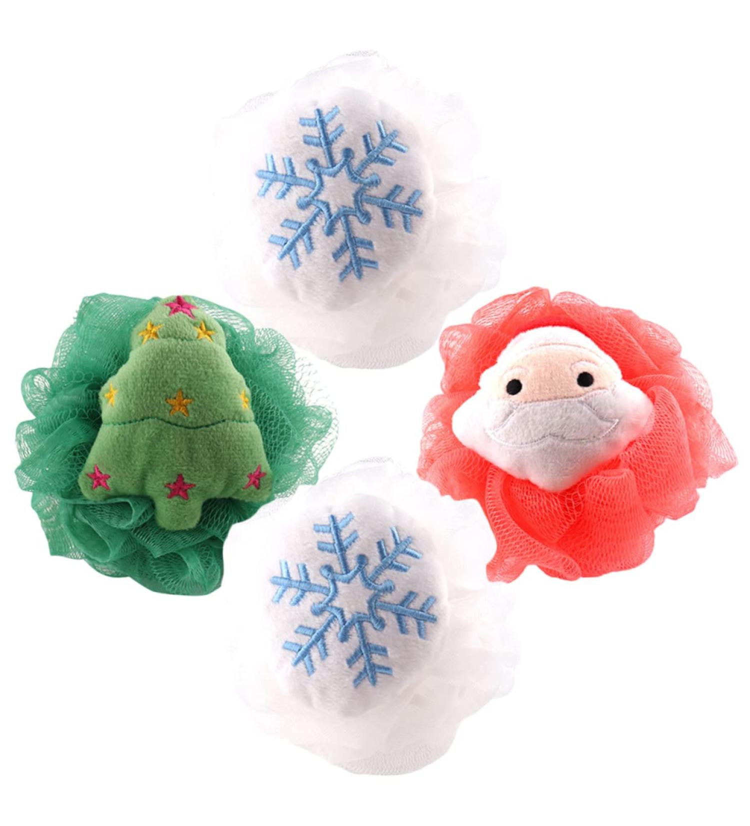 Beaupretty 4pcs Bath Ball & Flower Loofah Set - Snowflake Bath Sponges & Christmas Accessories for Kids - Buy Online on GoSupps.com