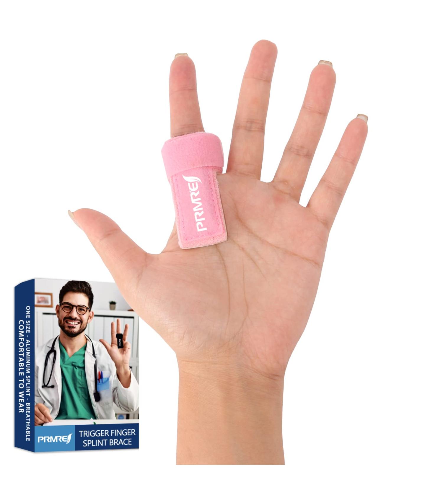 Adjustable Finger Splint for Trigger Finger, Broken Fingers, Dislocation - Pain Relief Thumb Brace - Left or Right Hand - Pink - Buy Online on GoSupps.com