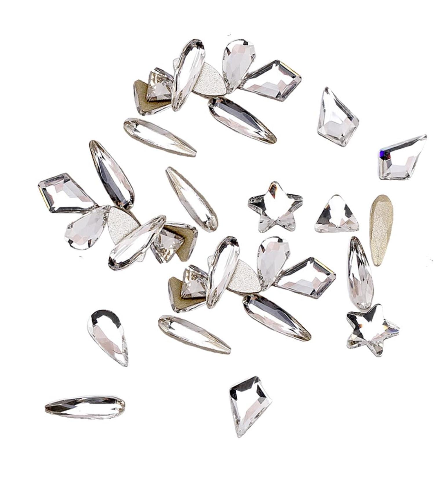 dijiusidy 50 Pieces Glass Crystal Set Eye-catching Personalized Nail Art Rhinestones DIY Handcraft Manicure Accessories for Card Making White - Buy Online on GoSupps.com