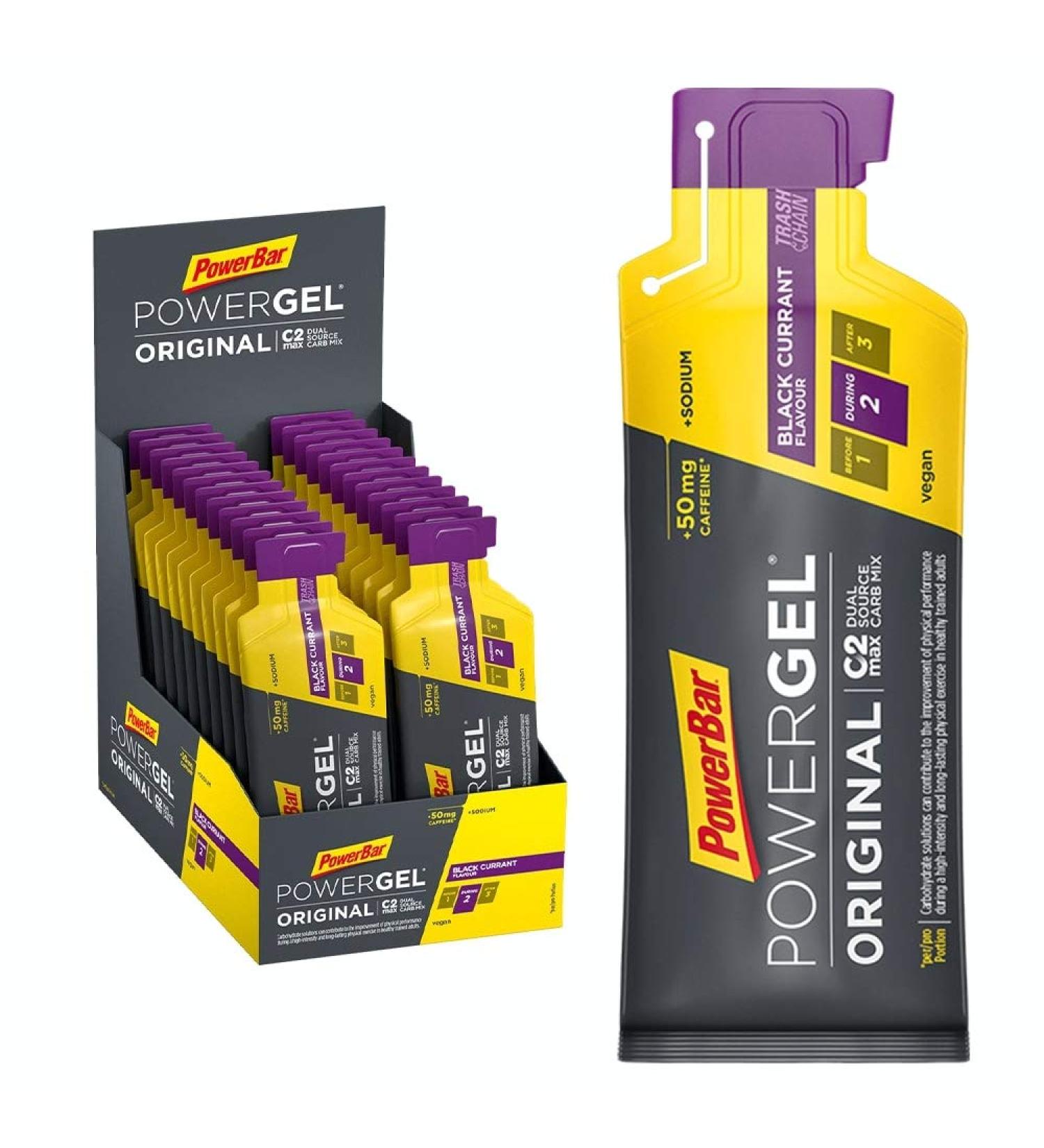 Powerbar Powergel Original Black Currant 24x41g - High Carb Energy Gel with C2Max & 50mg Caffeine - Fast International Shipping - Buy Online on GoSupps.com