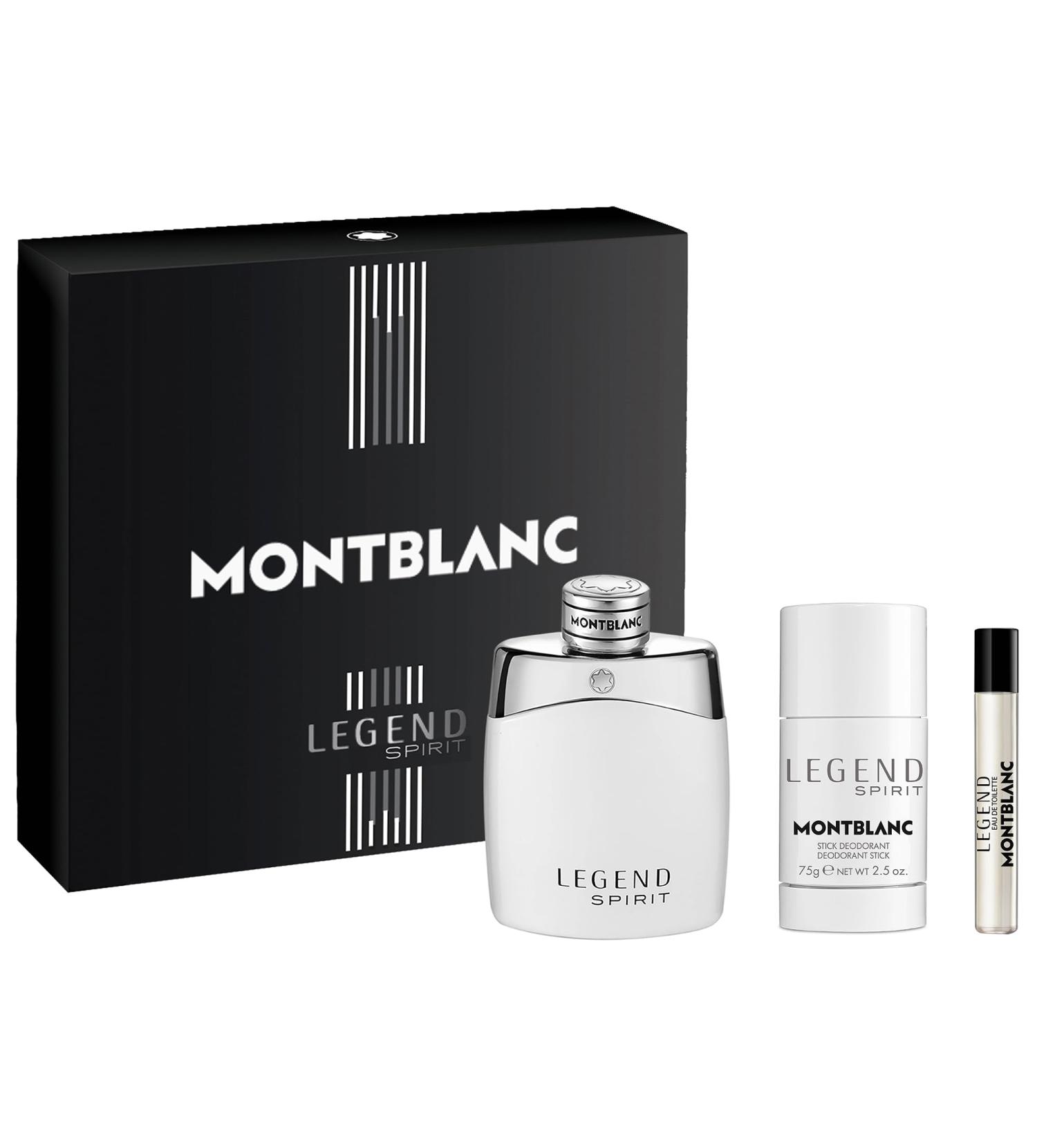 MONTBLANC Legend Spirit Eau de Toilette 3 Piece Set - 3.3 fl. oz. & 0.25 fl. oz. Spray 2.5 oz. Deodorant Stick - Long Lasting Fragrance with notes of Grapefruit Cardamom & Oak Moss - Fresh & Woody