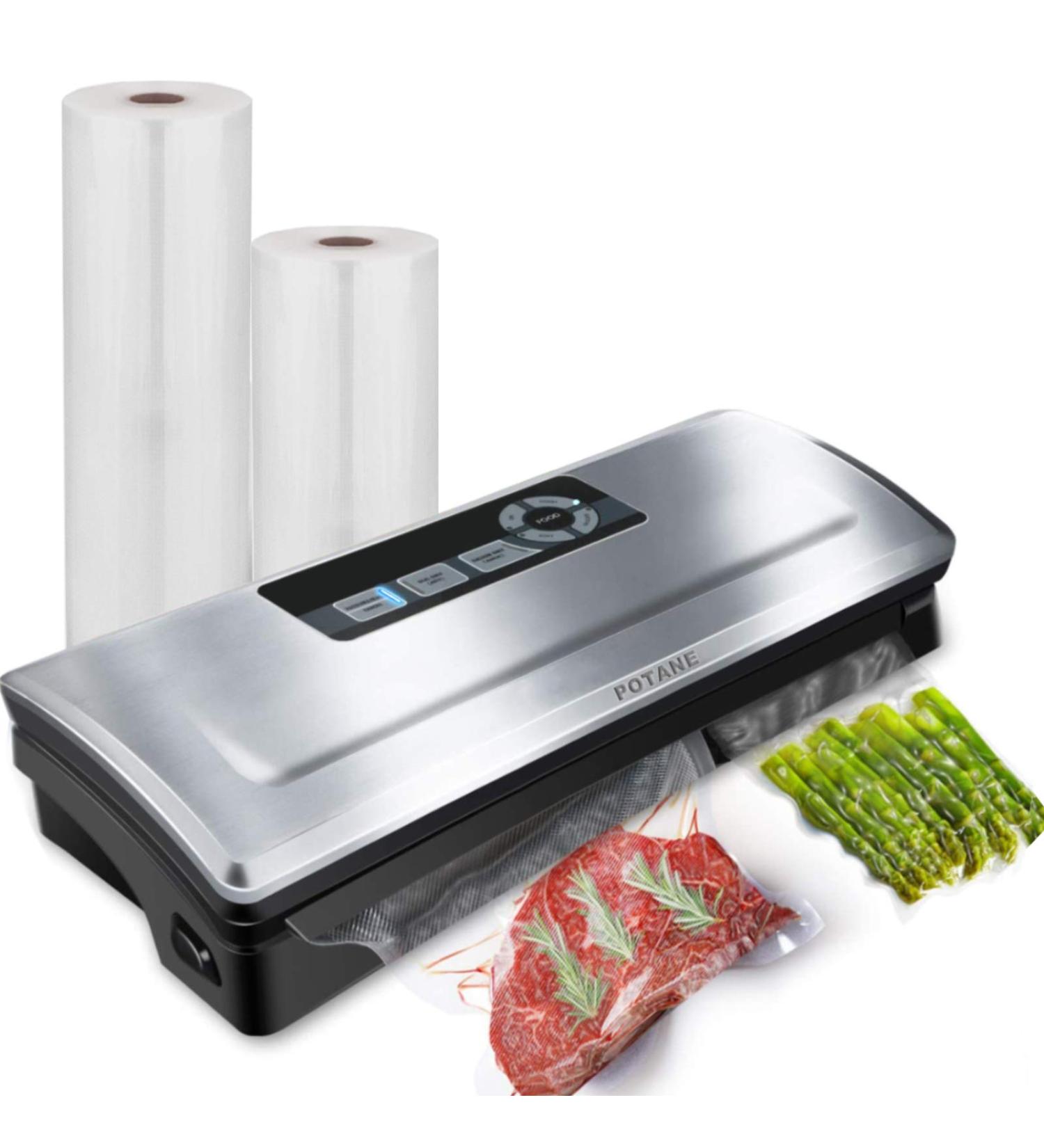 Potane 85kPa Pro Vacuum Sealer Machine - 8-in-1 Easy Presets, 4 Food Modes - Starter Kit Included - Compact Design (Silver) - Buy Online on GoSupps.com