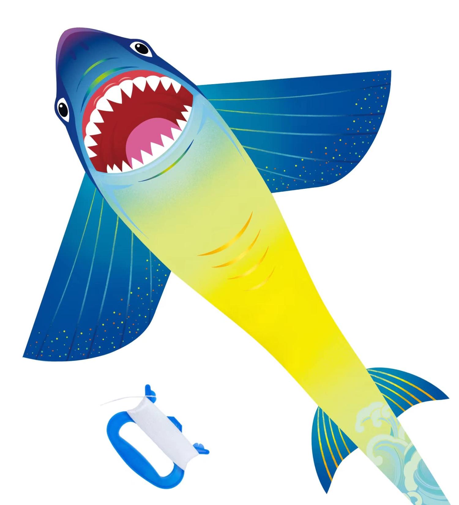 Nuoada Shark Kite for Kids and Adults - Easy-to-Fly Beginner Kite with Long Tail for Outdoor Beach Fun - Includes 270ft Kite Line and Bag - Buy Online on GoSupps.com