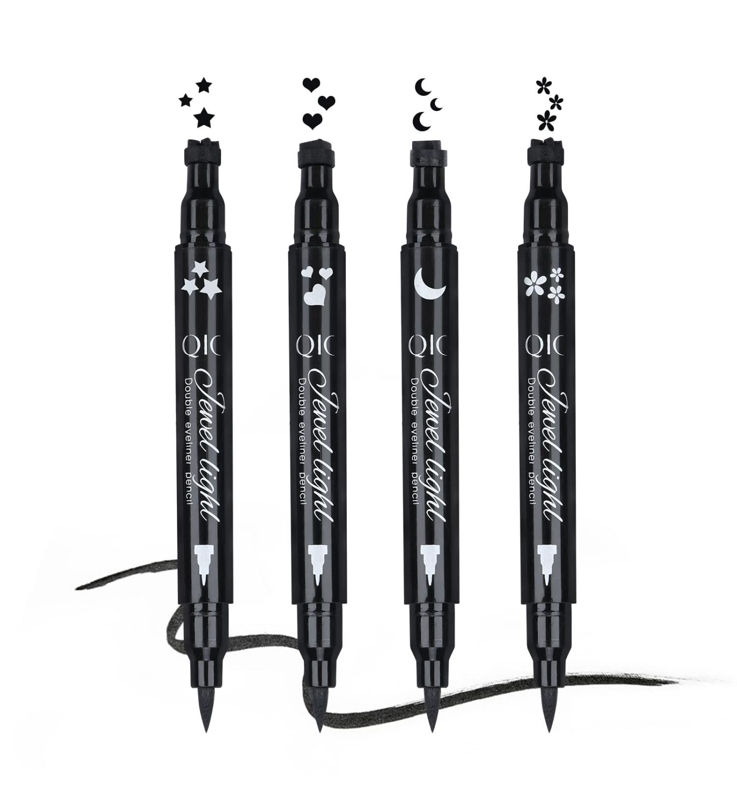 Yuccer 4-Piece Waterproof Liquid Eyeliner Stamp Set | Black Eye Liner for Eye Makeup (Star Moon Heart Flower) - International Shipping Available - Buy Online on GoSupps.com