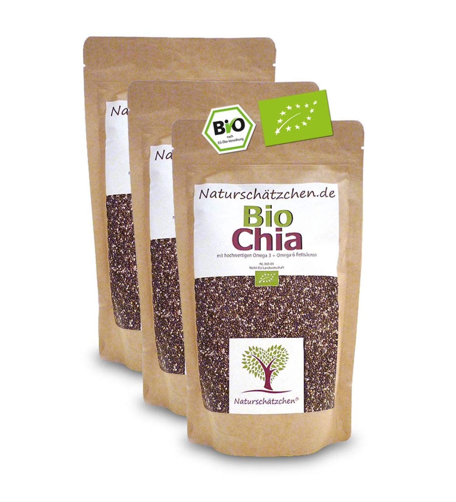 Buy Organic Chia Seeds (DE- KO-22) - Certified Organic Quality 1.5 kg (3 x 500g) - International Shipping Available - Buy Online on GoSupps.com
