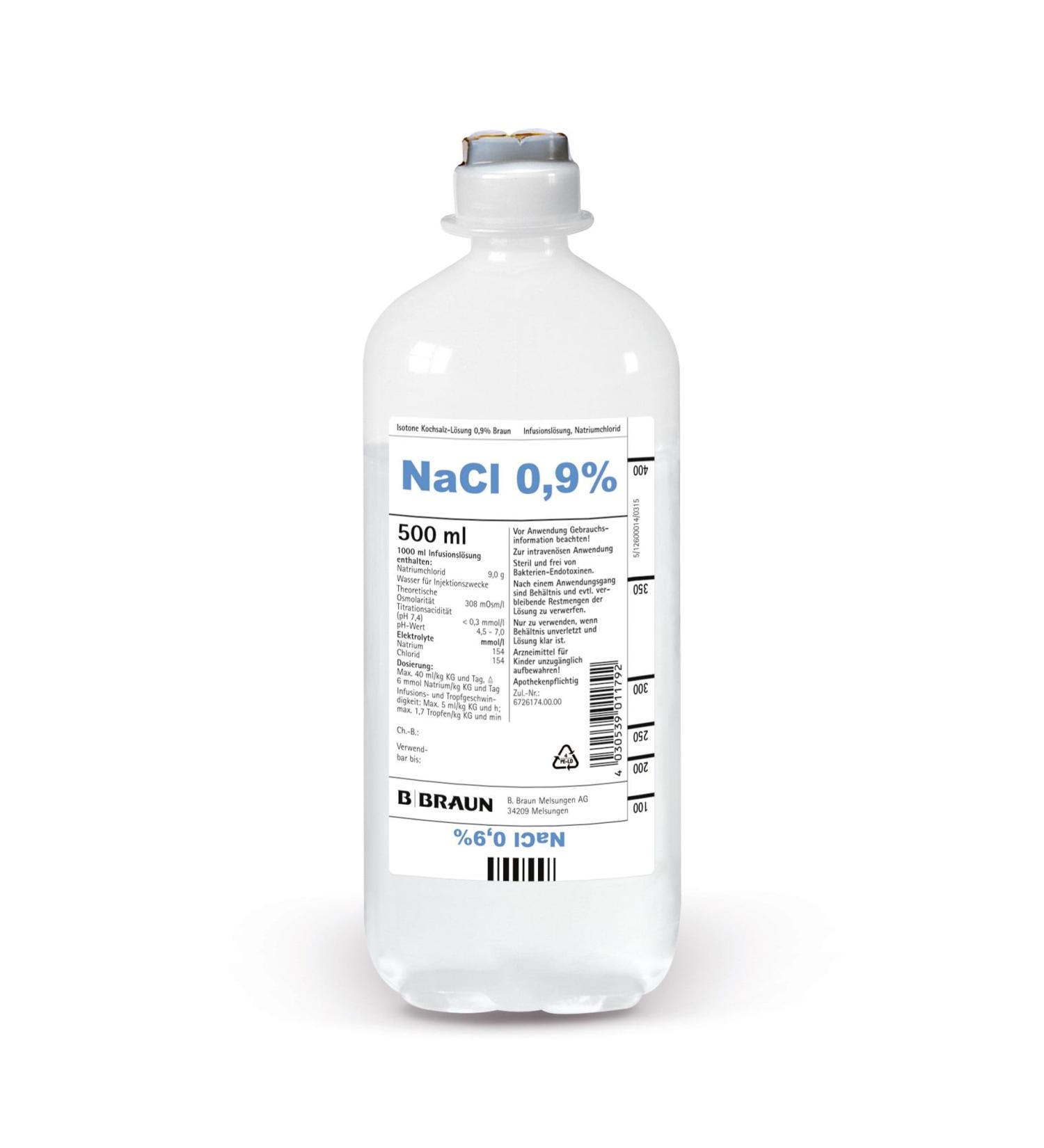 B. Braun 08609255 EcoFLAC plus isotonic saline solution 0.9% 10 x 500 ml