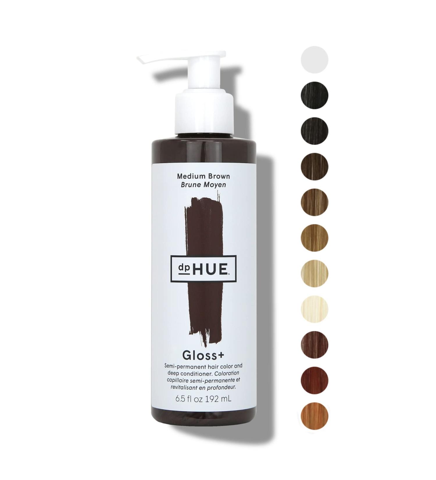 dpHUE Gloss+ Medium Brown Semi-Permanent Hair Color & Conditioner 6.5 oz - Color Boost with Healthy Shine | Deep Conditioning Treatment | Gluten-Free & Vegan - Buy Online on GoSupps.com