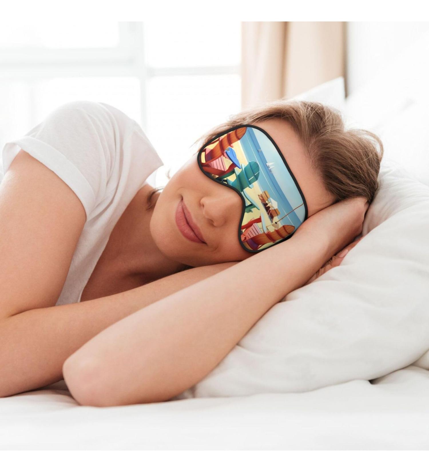 Beach Chairs & Scenery Print Soft Eye Mask - Travel Sleep Mask for Men & Women | Comfortable Sleep & Relaxation - Buy Online on GoSupps.com